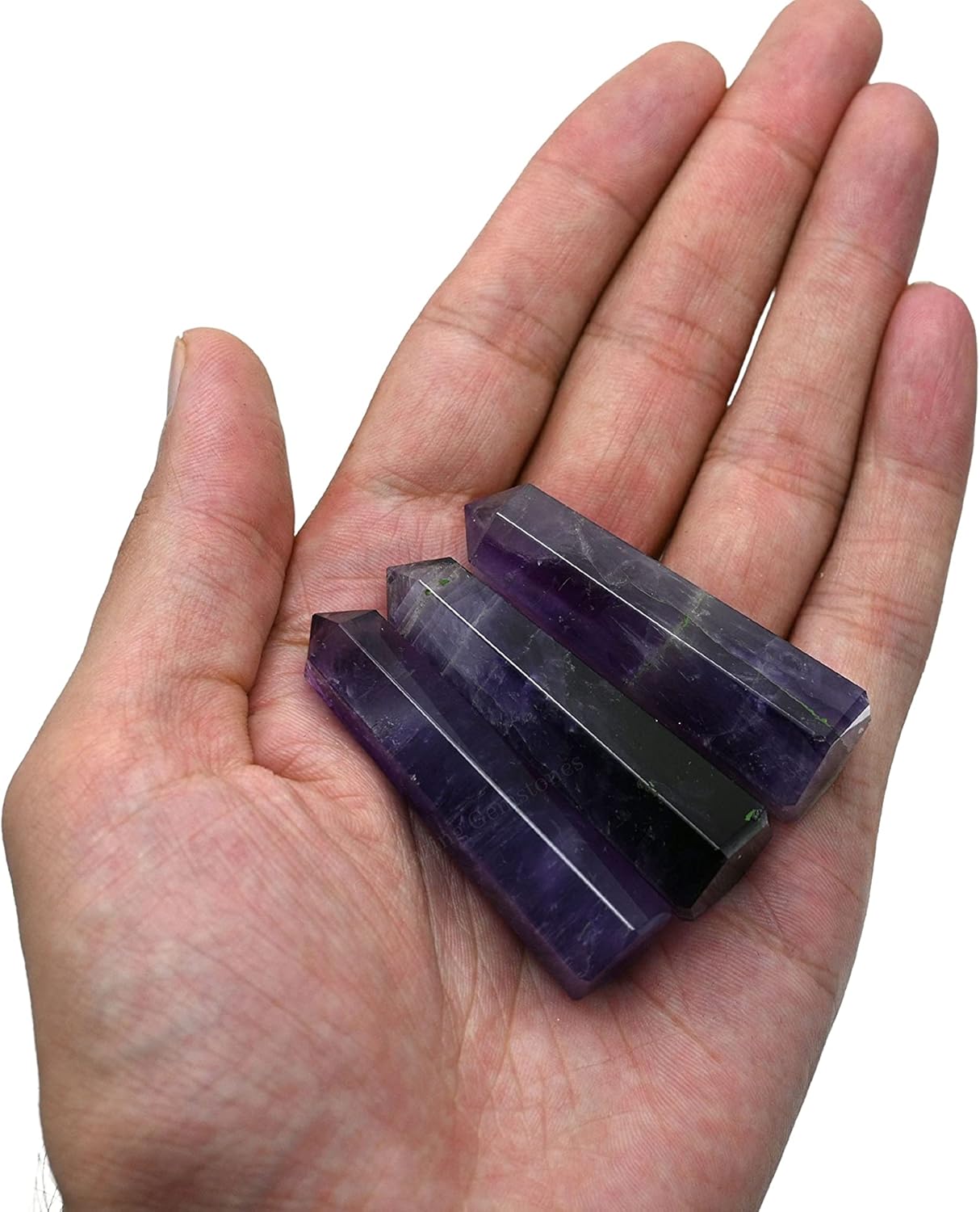 Amazing Gemstone Set of 3 Amethyst, Rose Quartz, Black Tourmaline Crystal Towers - Natural Healing Crystal Point Obelisk for Reiki Healing and Crystal Grid (2 Inch to 3 Inch)