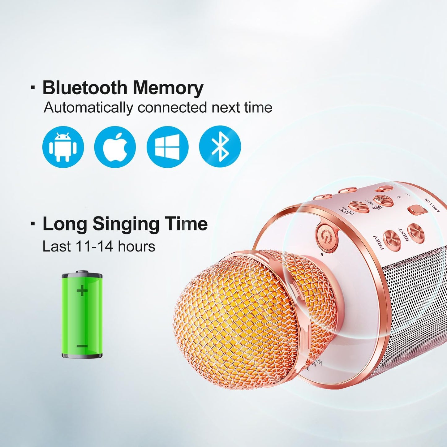 Microphone for Kids Voice Change Karaoke Microphone Kids Girl Gifts Handheld Wireless Bluetooth Microphone Home Party Favor Mic Microphones Kids Christmas Birthday Gifts