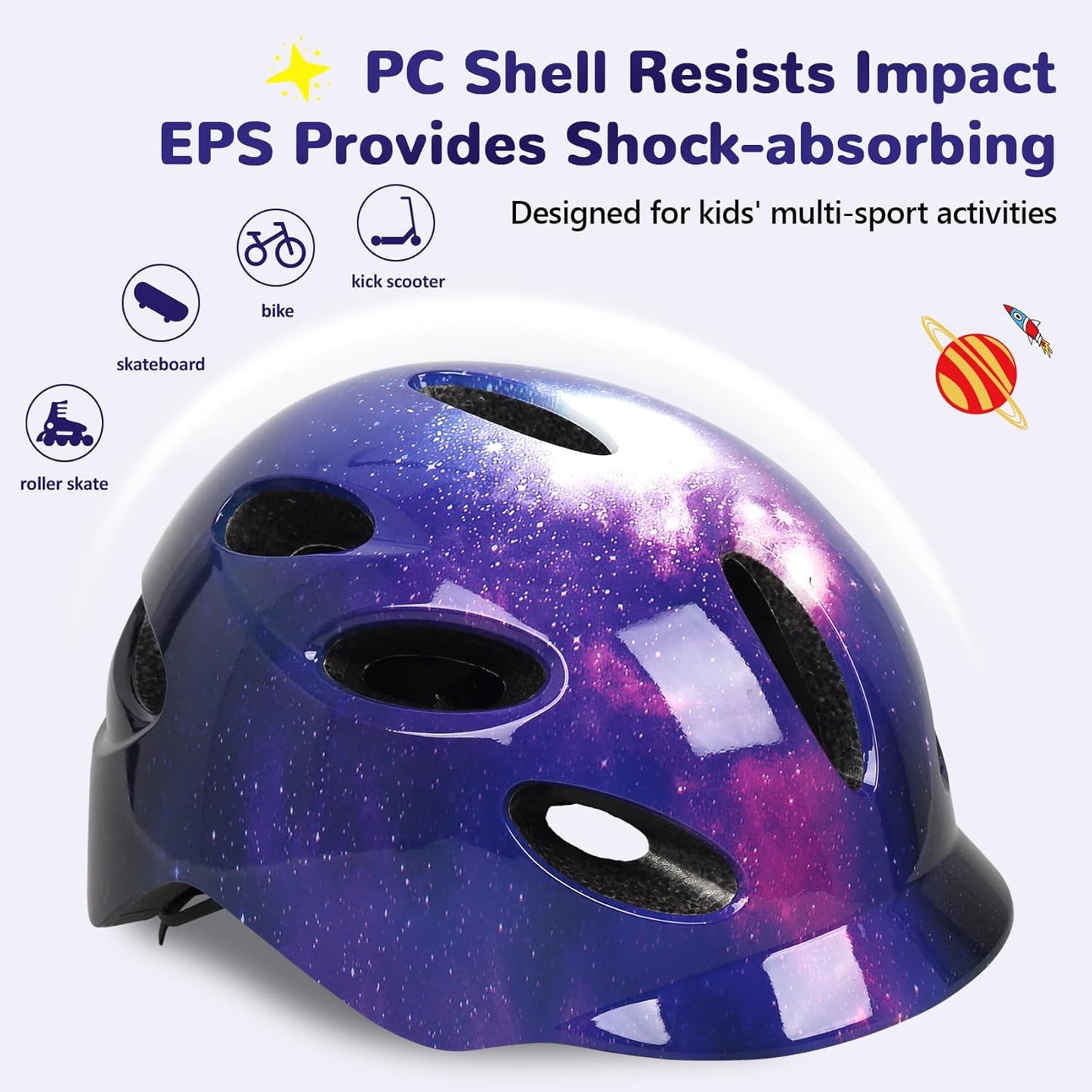 Kids/Youth Bike Helmet for Boys Girls and Teens, Adjustable and Multi-Sport for Bicycle, Kick Scooter, Skateboard, Roller/Inline Skate