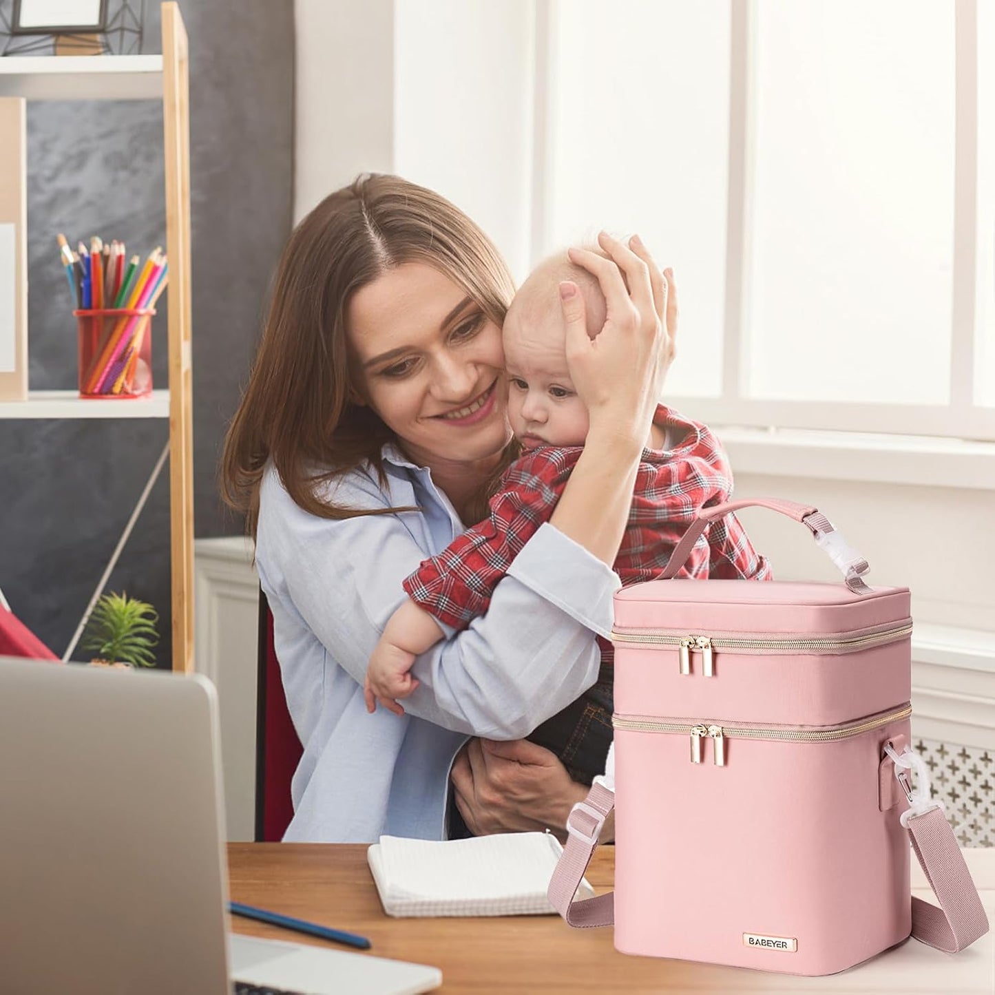 Breastmilk Cooler Bag with Ice Pack Fits 6 Baby Bottles Up to 9 Ounce