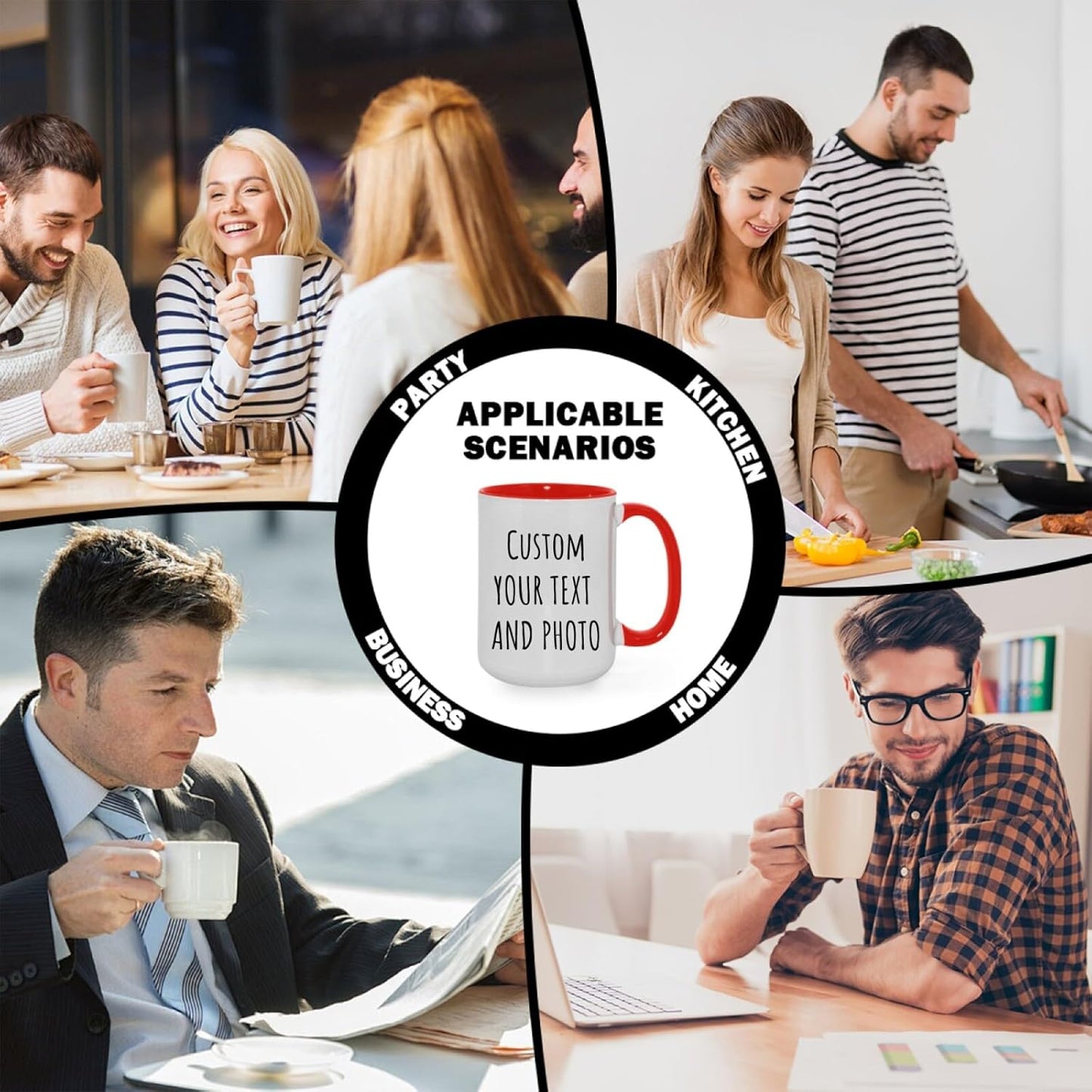 Ship Next Day Custom Mug Design Your Own Photo Text Personalized Picture Gifts for Women Men Customized Gifts Idea Personalized Coffee Mugs 15oz Red Handle