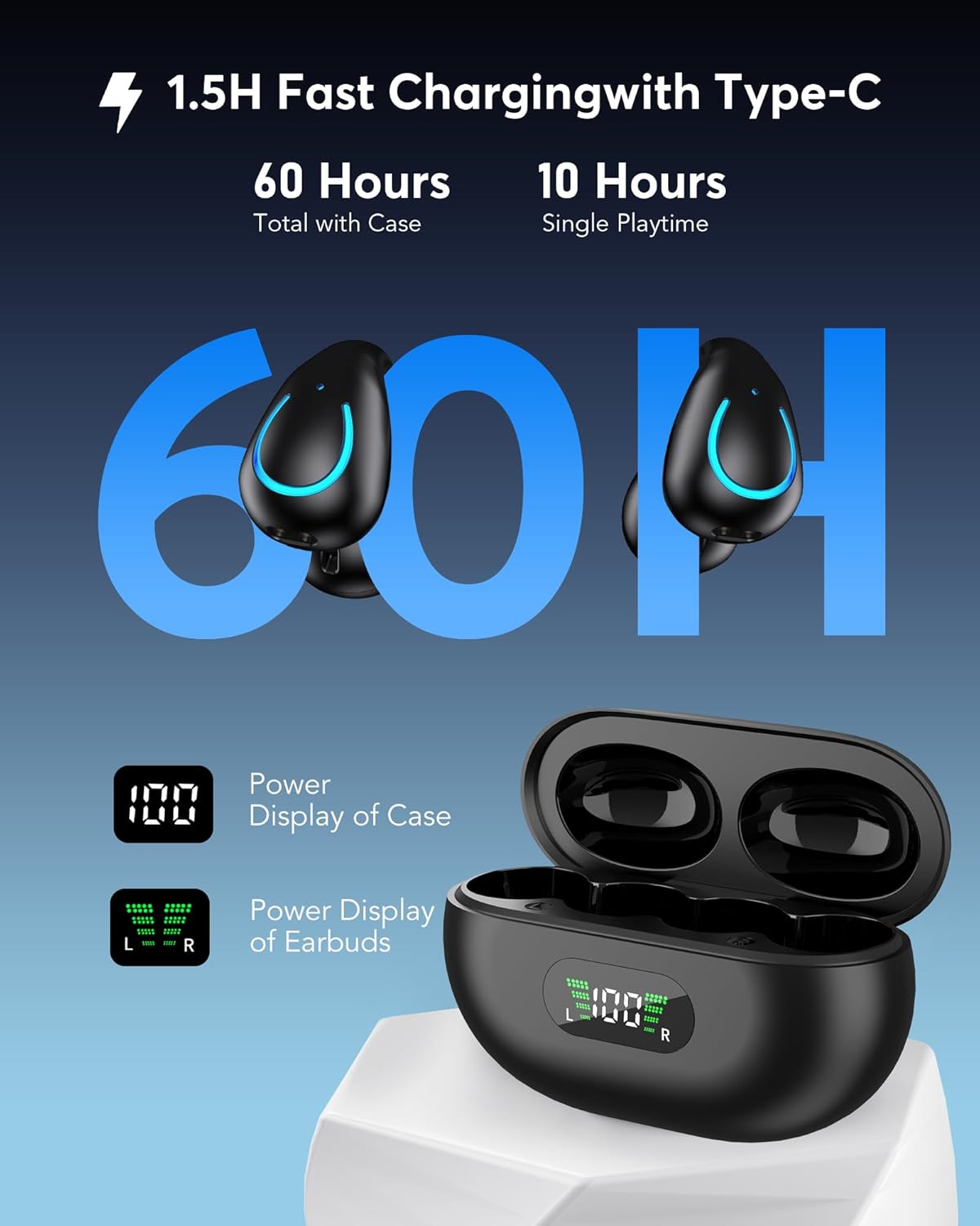 AI Translation Earbuds Real Time 144 Languages 60H Playtime Translator Ear Buds Audifonos Traductores Inglés Español Wireless Earphones Bluetooth Headphones for Travel Business Meeting