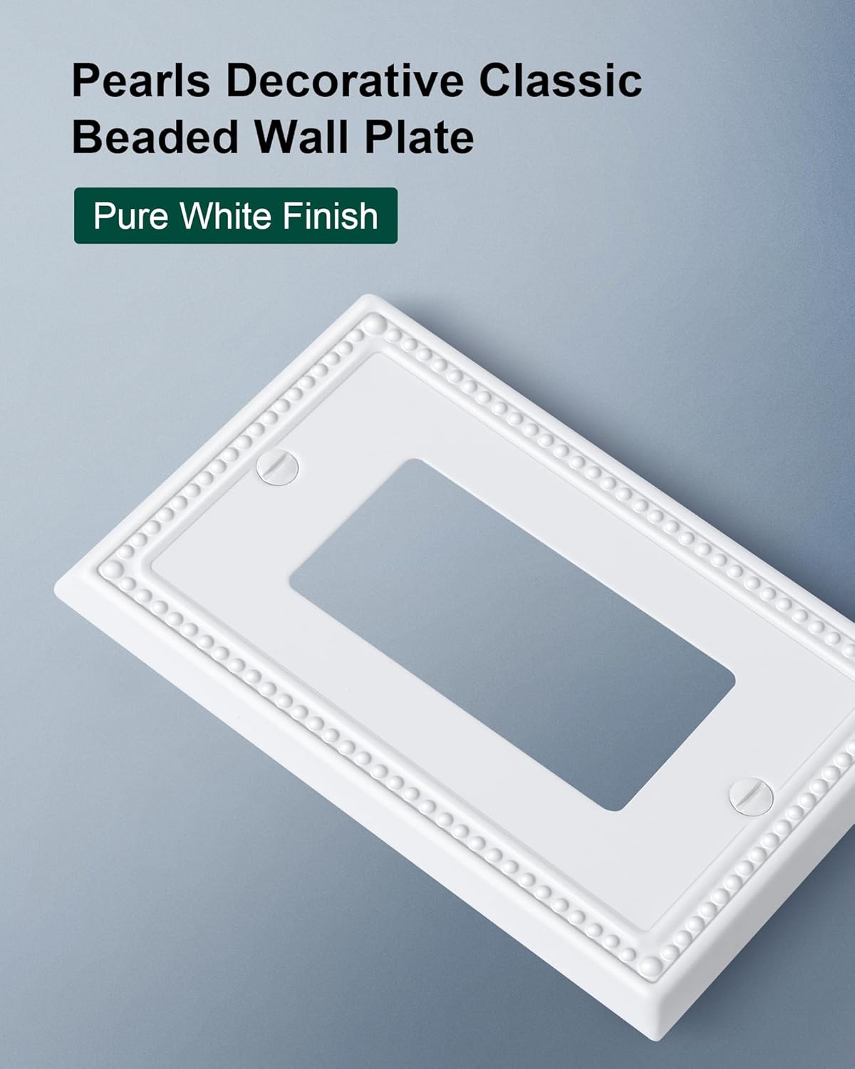 6-Pack Decorator Outlet Cover Plate, Decorative Switch Plates and Outlet Covers, Pure White Metal Wall Plates for Electrical Outlets, Receptacle, GFCI Outlet, Dimmer Switch