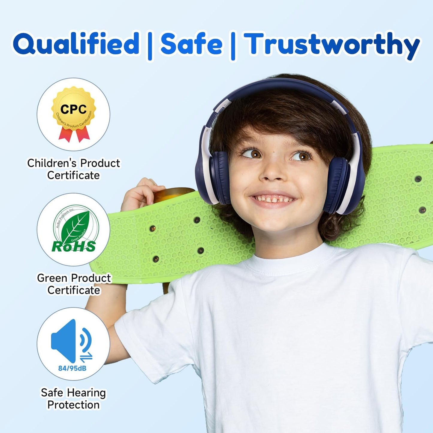 EarFun 2Packs Kids Bluetooth Headphones, K2 Kid Headphone with Volume Limited, 40H Playtime, Built-in Mic, Stereo Sound, Foldable Over-Ear Headphones for Kids/School/Travel