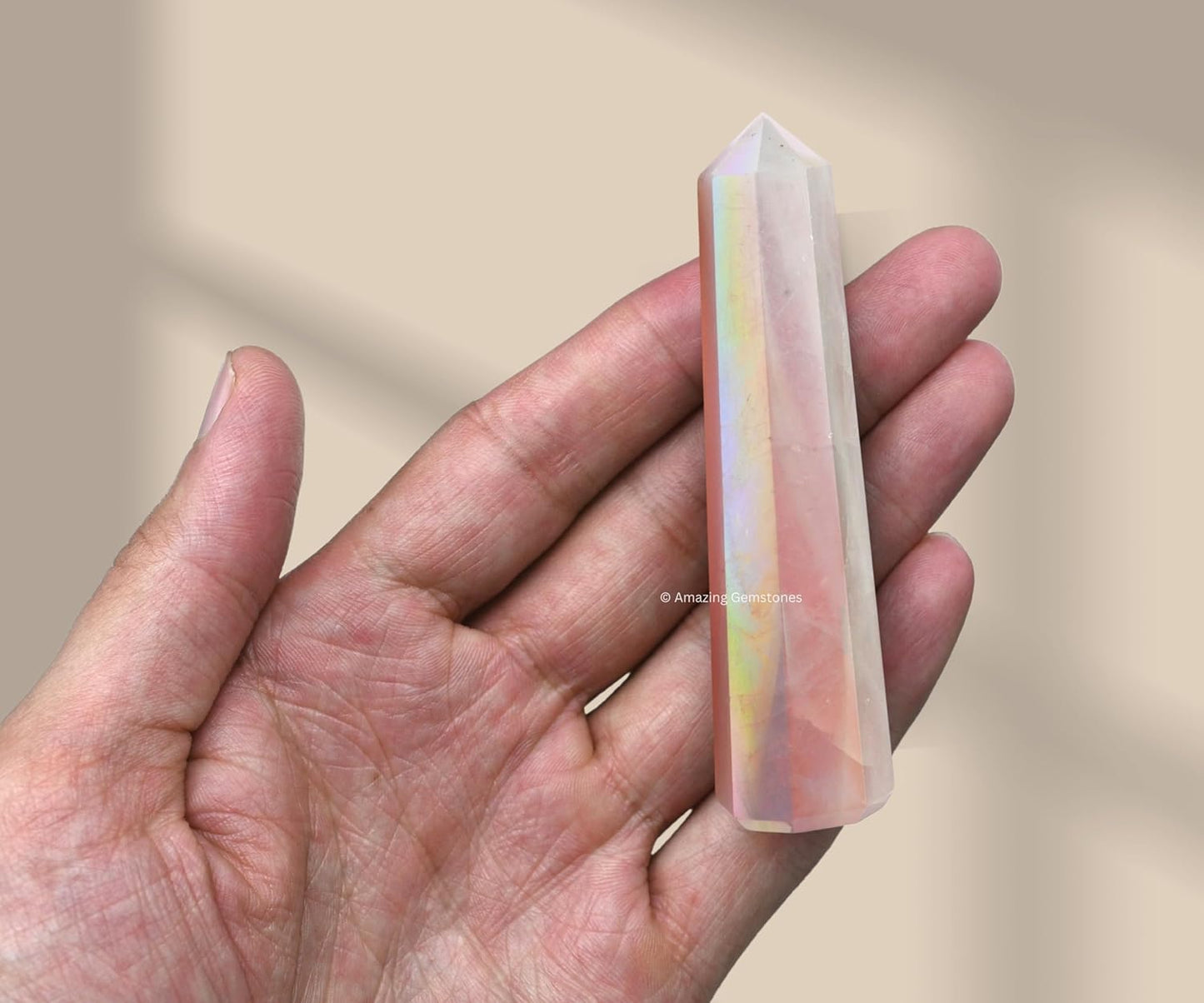 Amazing Gemstone Angel Aura Rose Quartz Crystal Towers ~ Natural Healing Crystal Point Obelisk for Reiki Healing and Crystal Grid (3- Inch)