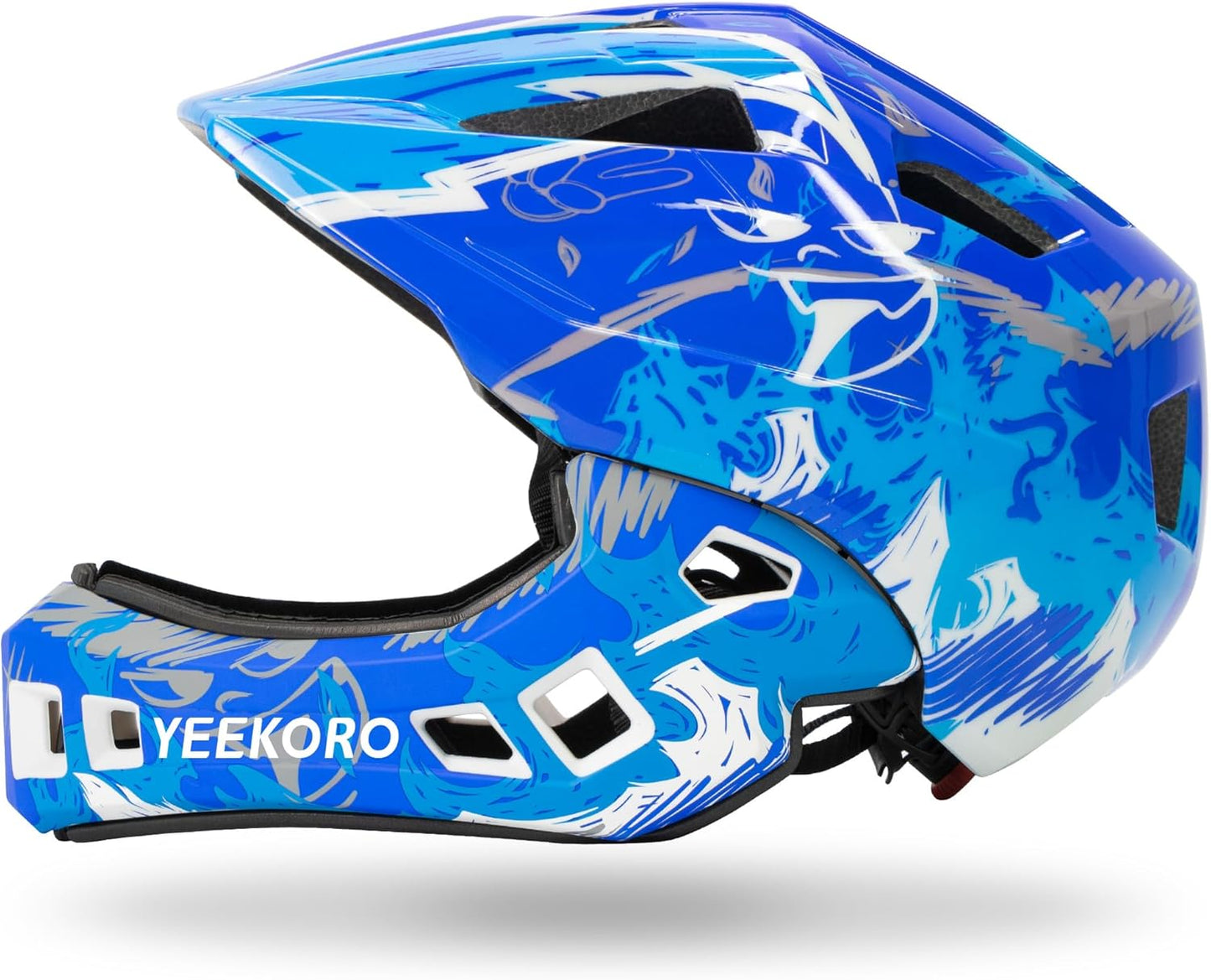 Kids Bike Helmet with Chin Guard, Adjustable Detachable Children’s Full Face Helmet for Girls and Boys, Cycling Helmets Skateboard, Scooter