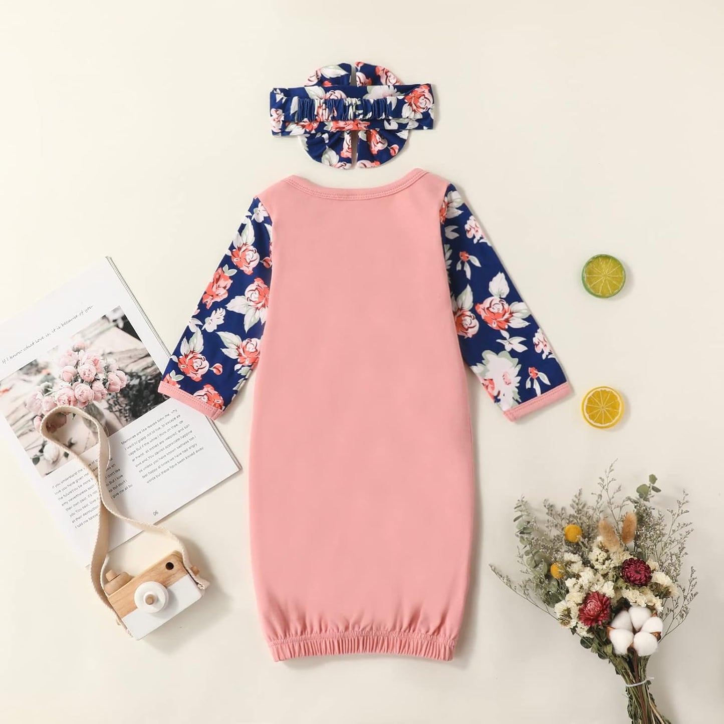 AMAWMW Newborn Baby Girl Little Sister Sleeper Gown Stripe Long Sleeve Nightgown Pajamas Gifts Stuff Essential Outfit