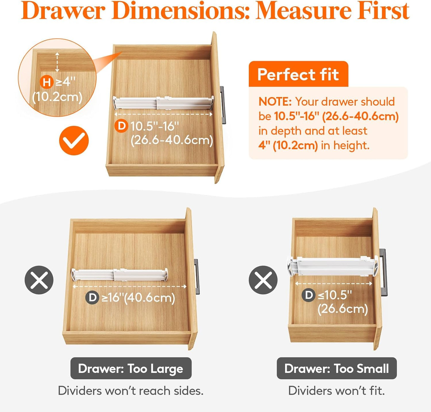 Lifewit 12 Pack Drawer Dividers 4" High, 10.5-16.5" Dresser Drawer Divider, Adjustable Drawer Organizers for Clothes, Plastic Drawers Separators for Dresser, Bedroom, Bathroom, Kitchen, Office