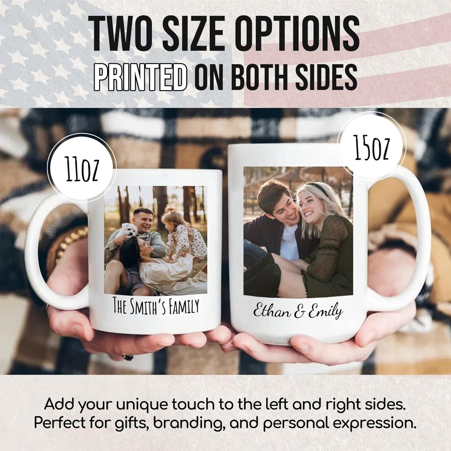 Ship Next Day Custom Mug Design Your Own Photo Text Personalized Picture Gifts for Women Men Customized Gift Idea Personalized Coffee Mugs 11oz White Handle