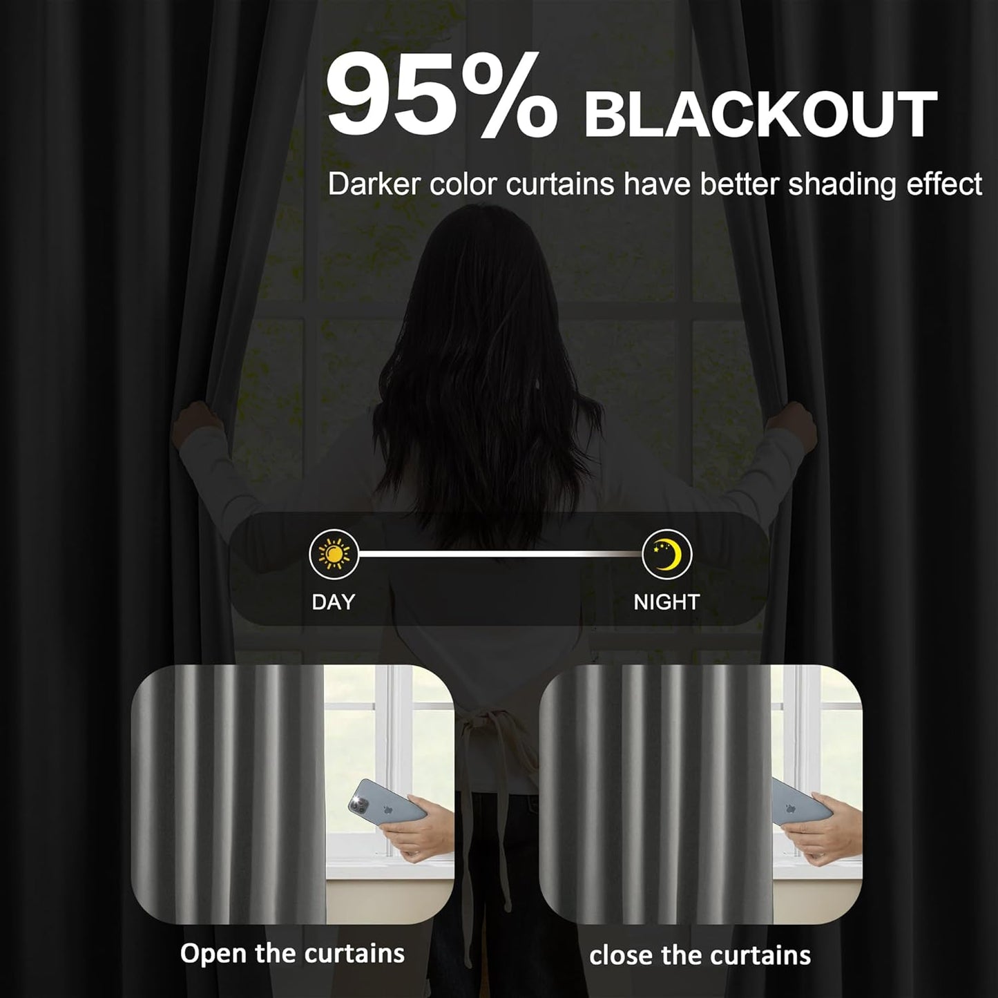 KEQIAOSUOCAI Pinch Pleated Wide Drapes 108 Inches Long,80 Inch Wide Each Panel Sliding Door Curtains with Hooks, Thermal Insulated Room Divider Large Draperies 2 Panels Grey W80 x L108