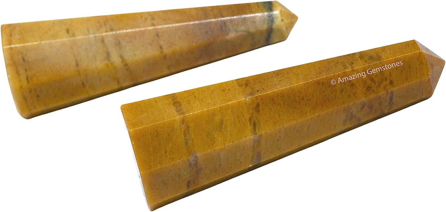 Amazing Gemstone Yellow Jasper Crystal Towers - Natural Healing Crystal Point Obelisk for Reiki Healing and Crystal Grid (2 to 3 Inch)