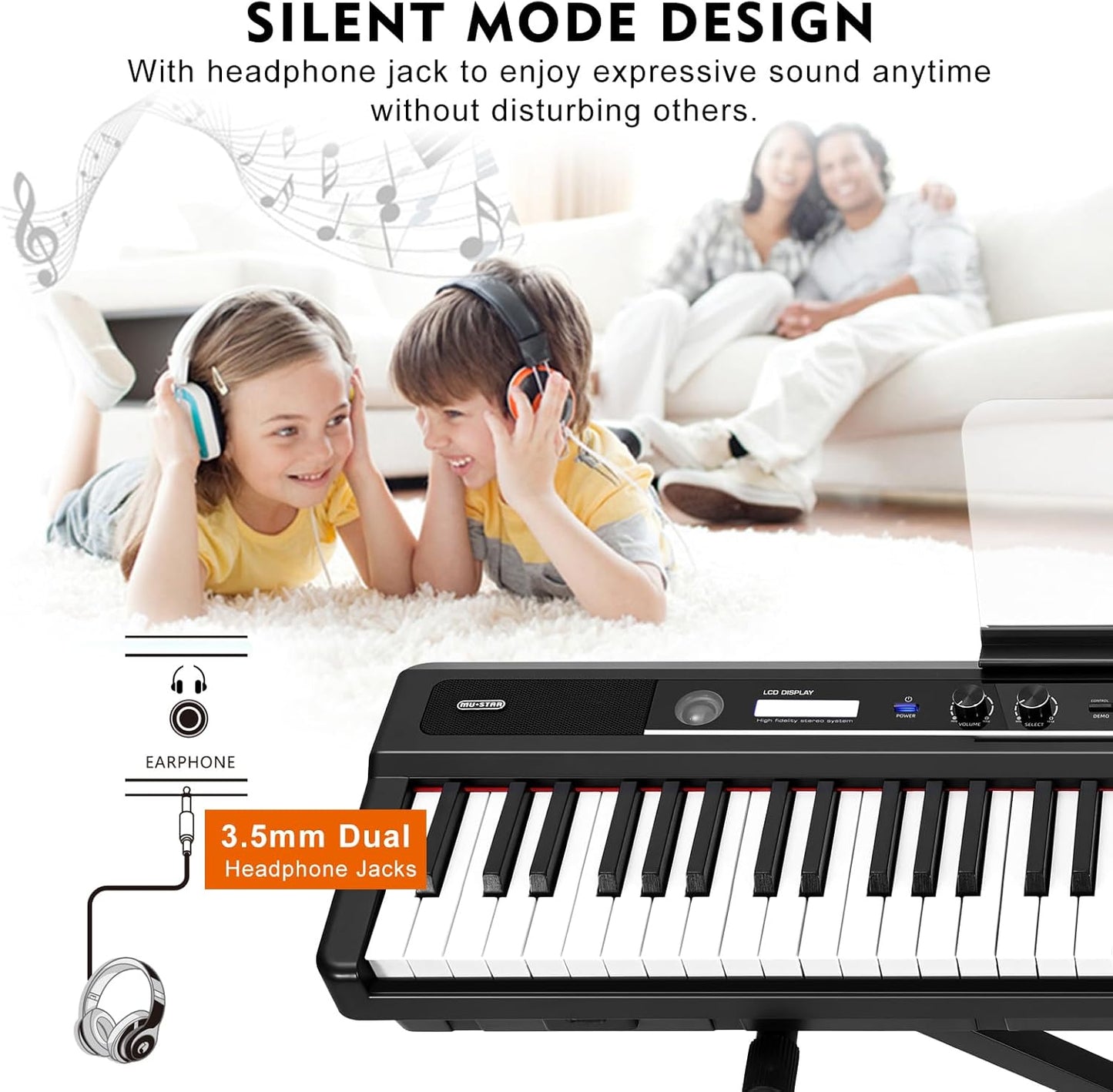 88 Key Piano Keyboard for Beginners, Full-Size Semi Weighted Digital Piano with 3-Pedal Unit, Removable Music Stand, LED Display Screen, Compact Design and MIDI Connection (Black-1)