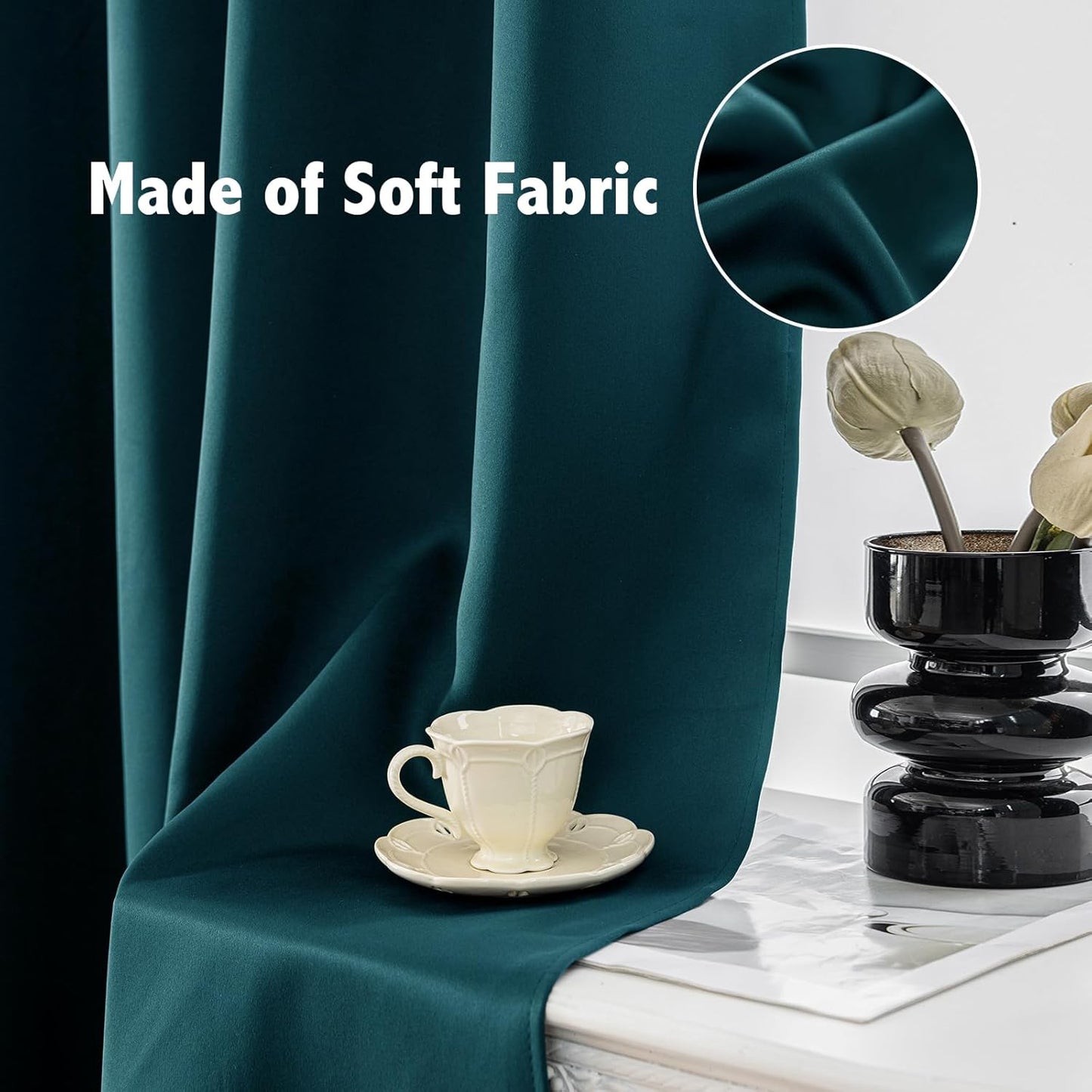 Anytime 100% Blackout Curtain Set, Thermal Insulated & Energy Efficiency Window Draperies for Guest Room, Full Shading Panels for Shift Worker and Light Sleepers（Greyish Blue, 2 Panels, 52W x 80L）