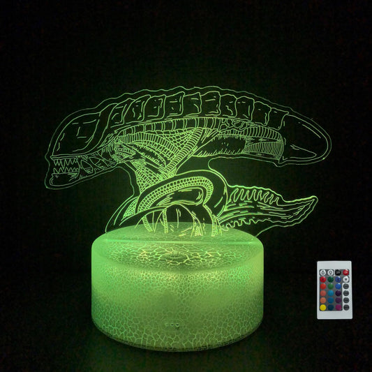 3D Alien Night Light, Monster Illusion Table Lamp with 16 Colors Remote Control Touch Lamp LED USB Night Light Desk Lamps Room Decorations Home Decor Holiday Birthday Light