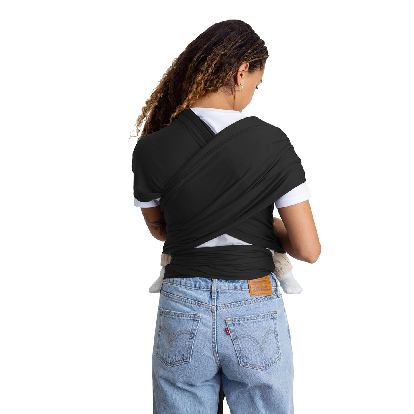 Moby Basics Baby Wrap Carrier for Newborns to Toddlers (8-33lbs), Infant Sling Carrier, Lightweight & Hands Free Design, Adjustable for All Body Types (Black)