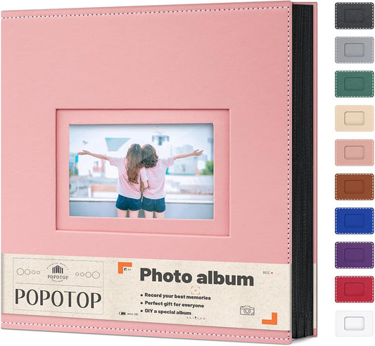 Popotop Photo Album 4x6 500 Pockets with Leather Hardcover Cover, Large Photo Album Binder Book with 50Pcs Pages for Family Travel Wedding Baby Gifts