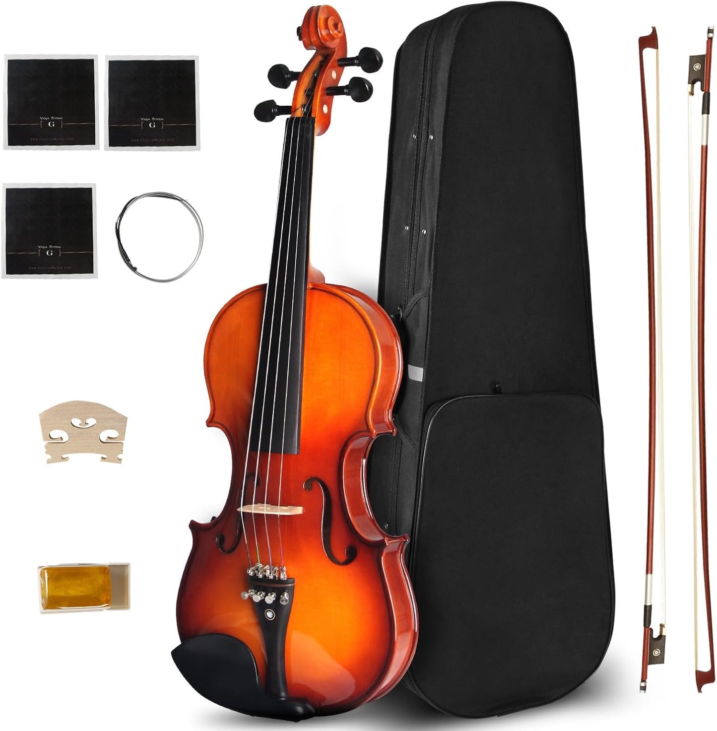 4/4 Violin For Beginners, CVN-300 Full Size Fiddle Set For Student, Solidwood Ebony Fitted Beginner Starter Violins Kit with Hard Case, Rosin, Bow, Stringed Musical Instruments