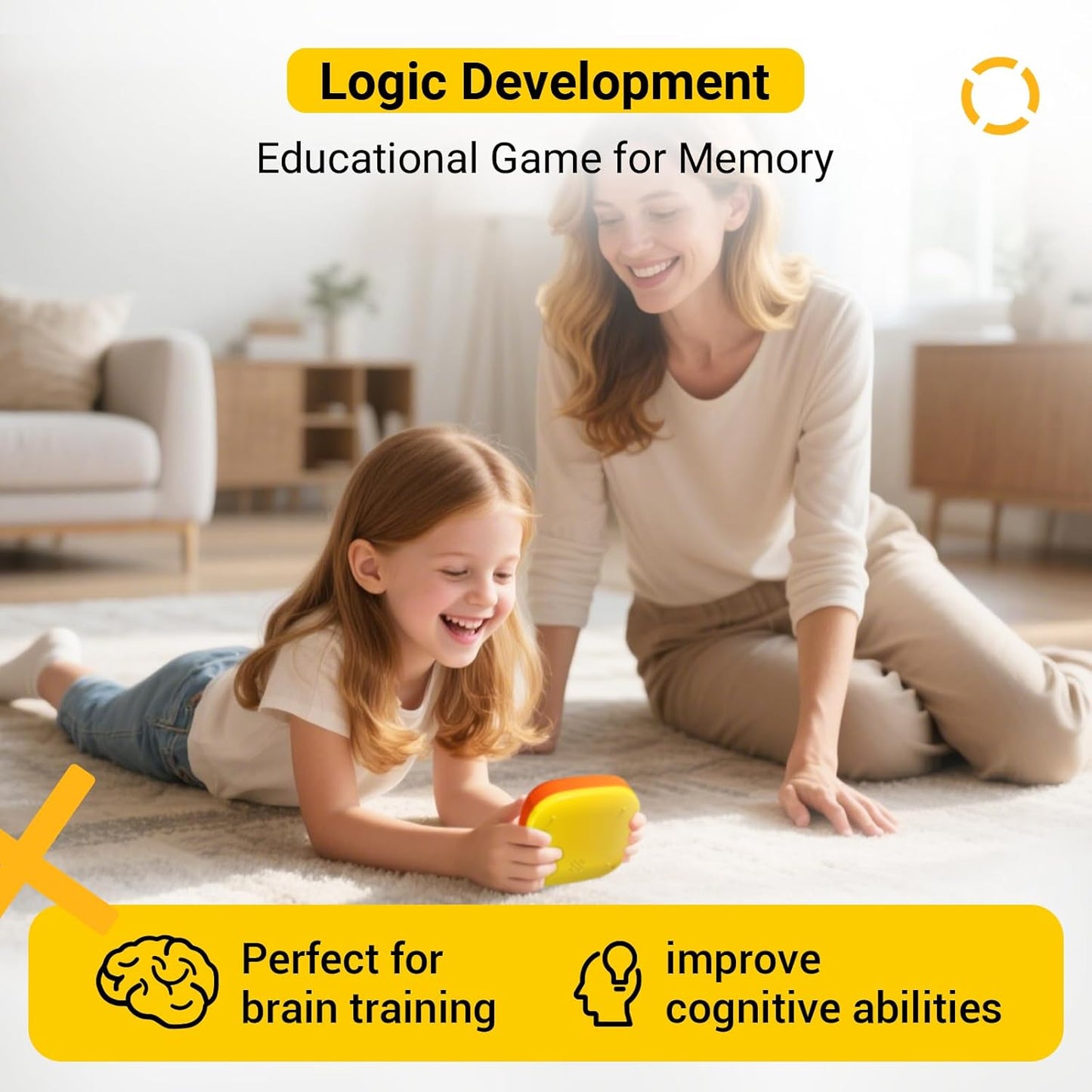 4-in-1 Handheld Tic Tac Toe Game Portable Electronic Board Games for Kids & Adults, Travel Fun & Memory Growth Gift, Orange