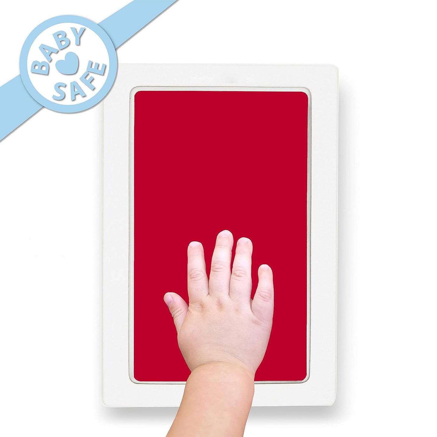 Large Clean Touch Ink Pad for Baby Handprints and Footprints – Inkless Infant Hand & Foot Stamp – Safe for Babies, Doesn’t Touch Skin – Perfect Family Memory or Gift, Red Print Kit by Tiny Gifts
