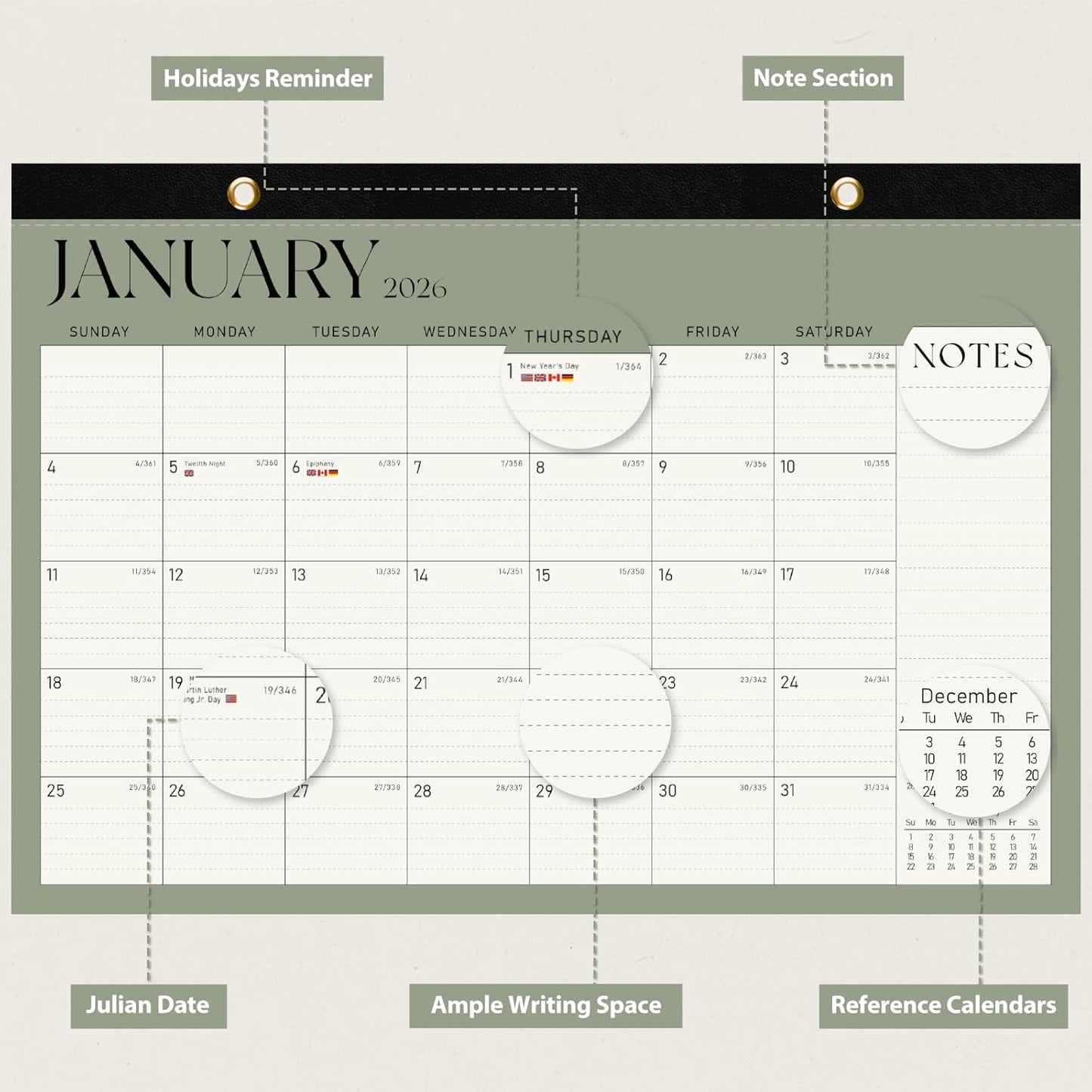 2026 Desk Calendar, Large Desktop/Wall Monthly Calendar (Jan. 2026 - Jun. 2027) 17'' x 12'' School Year Desk Planner for Teacher Family Office Supplies