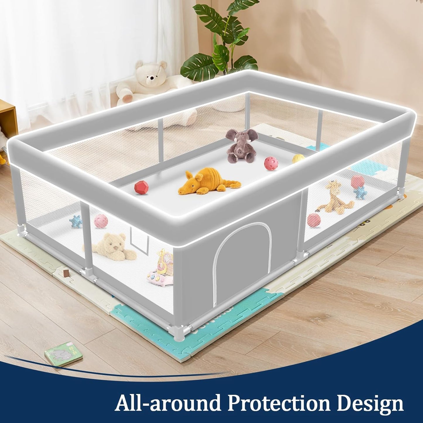 Baby Playpen 65×50Inch, Playpen for Babies and Toddlers, Play Pen Pin Indoor Outdoor Baby Play Fence