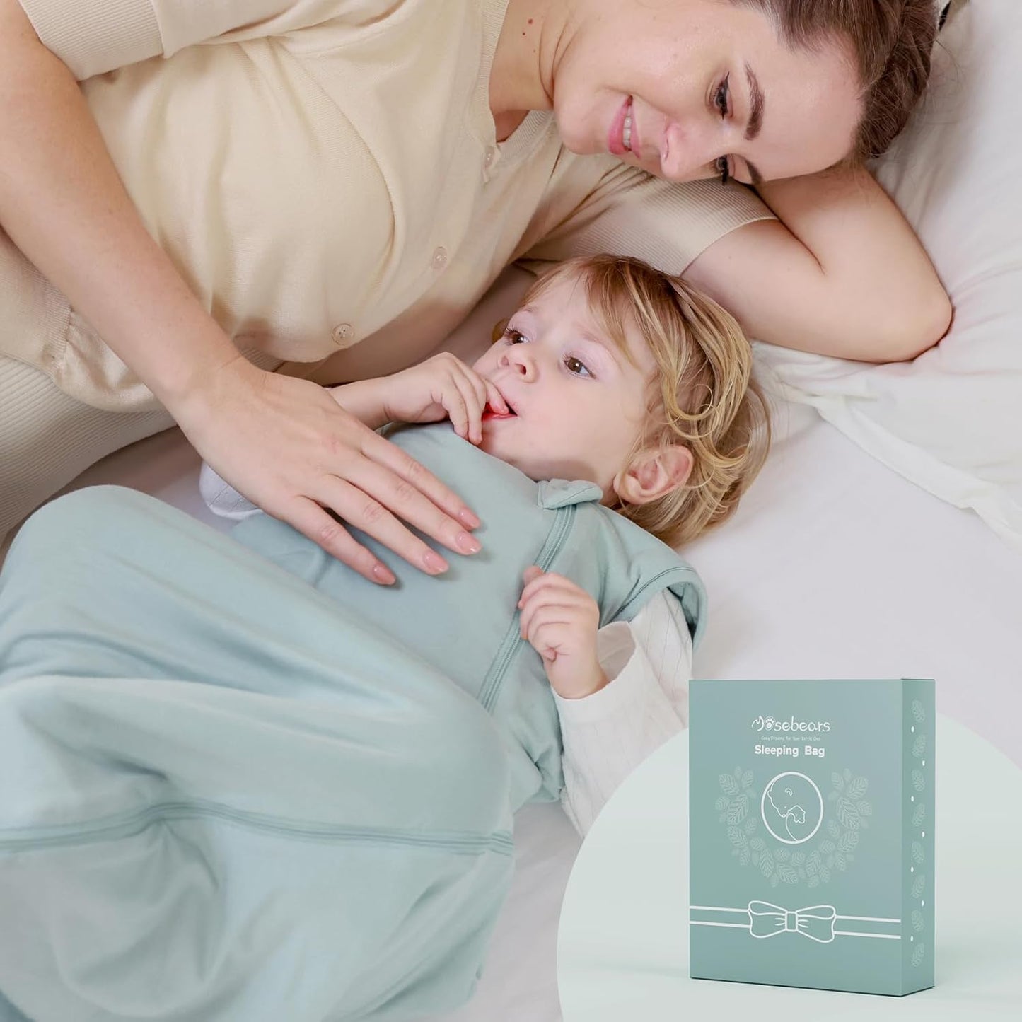 Mosebears Unisex Baby Sleep Sack 1.0 TOG, Supersoft Rayon Made from Bamboo Wearable Blanket with 2-Way Zipper(Sage,0-6 Months)