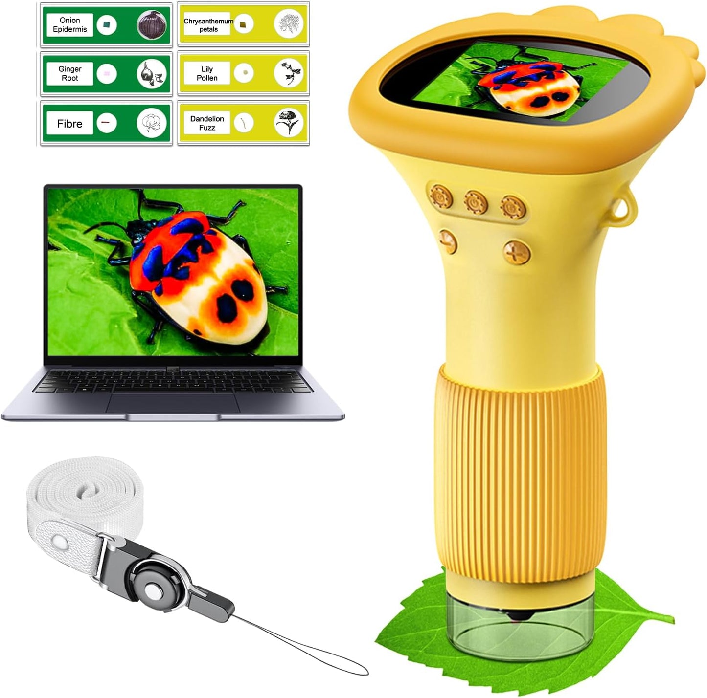 Kids Microscope Pocket Microscope -1000X Portable Microscope for Kid | Photo and Video Mini Microscopes | 2'' Digital Little Scientist Microscopes for 3-10 Age Years Old Boys Girls Toys Gifts