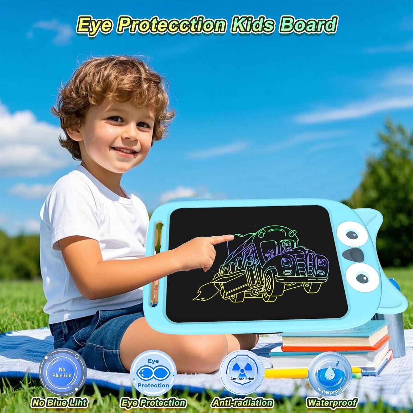 10 Inch LCD Writing Tablet, Erasable Doodle Board Toy, Cute Owl Drawing Pad for Kids Ages 2-6 - Educational Christmas Birthday Gift (Owl)