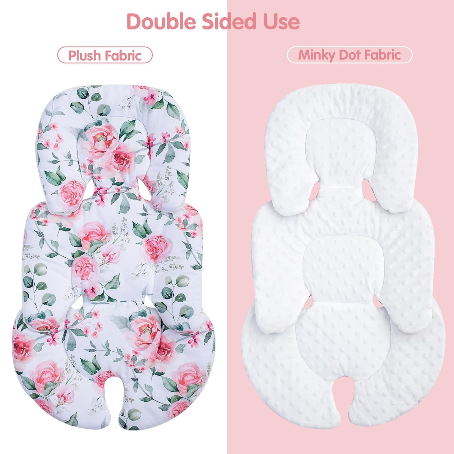 Infant Car Seat Insert for Girls Boys, Ultra Soft Carseat Head Support for Infant, Breathable Baby Car Seat Cushion with Double Side Design, Baby Car Seat Head Support for Stroller, Swing, Bouncer