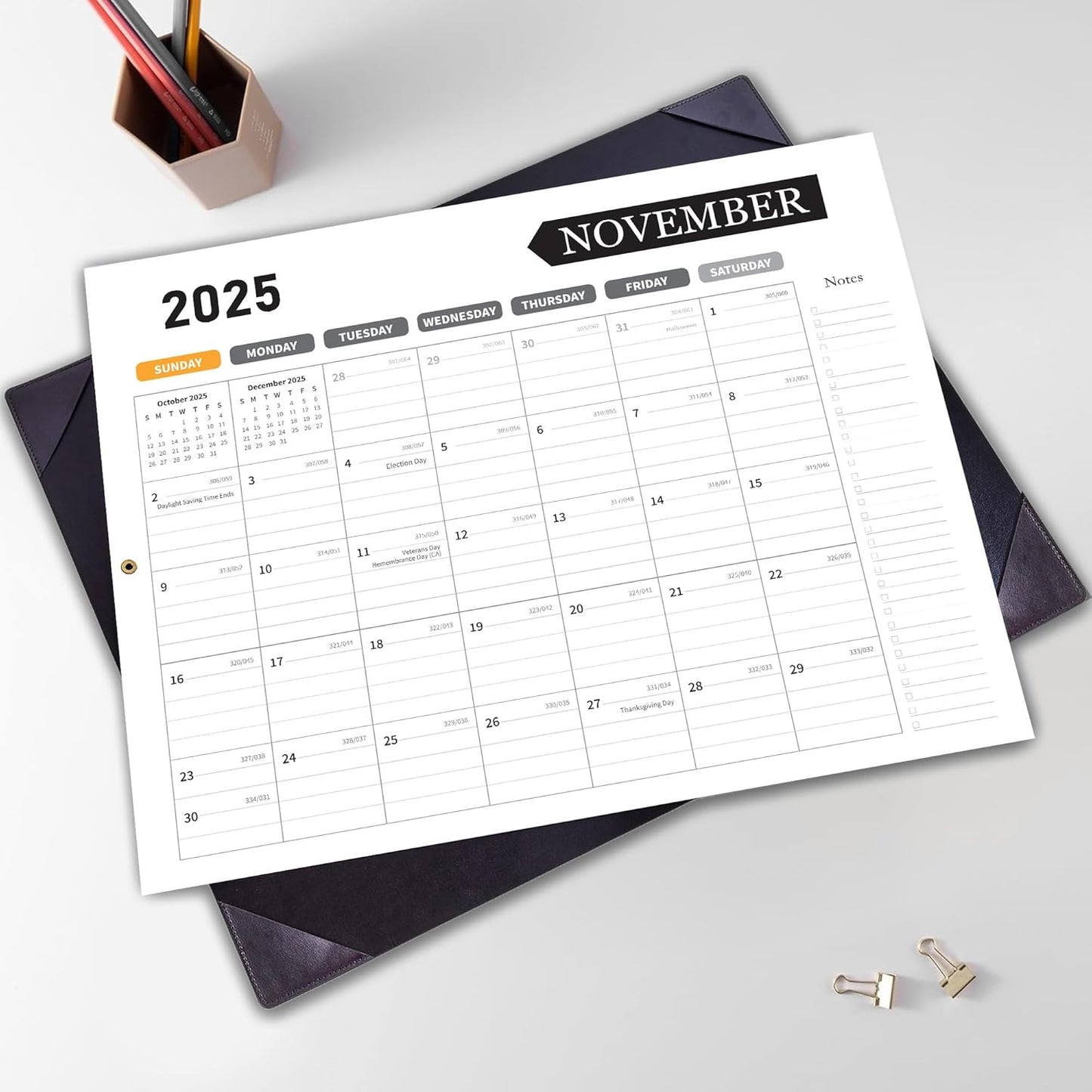 Large Desk Calendar 2025-2026, Calendar with Desk Protecting Pad, Desk Calendar Large 22x17, Runs From July 2025 to December 2026, 18 Months, Big Desktop Calendar for Family Classroom and Office (Black)