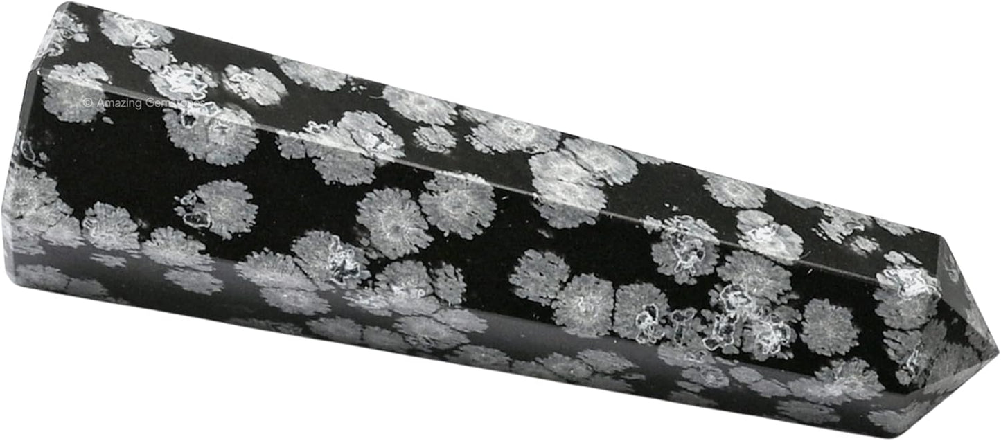 Amazing Gemstone Snowflake Obsidian Crystal Towers - Natural Healing Crystal Point Obelisk for Reiki Healing and Crystal Grid (3 Inch)