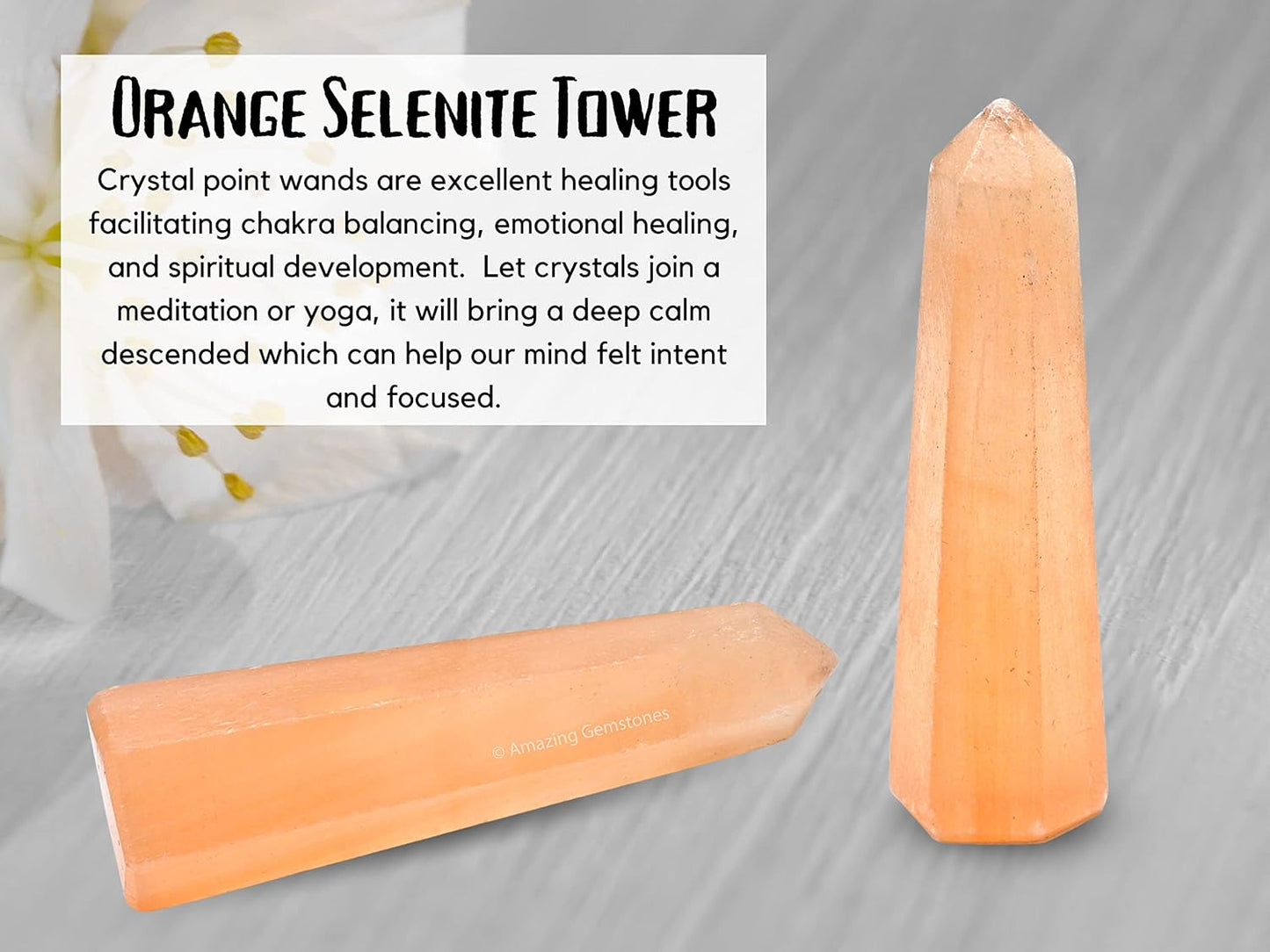 Amazing Gemstone Orange Selenite Crystal Towers ~ Natural Healing Crystal Point Obelisk for Reiki Healing and Crystal Grid (2" to 3" INCH)