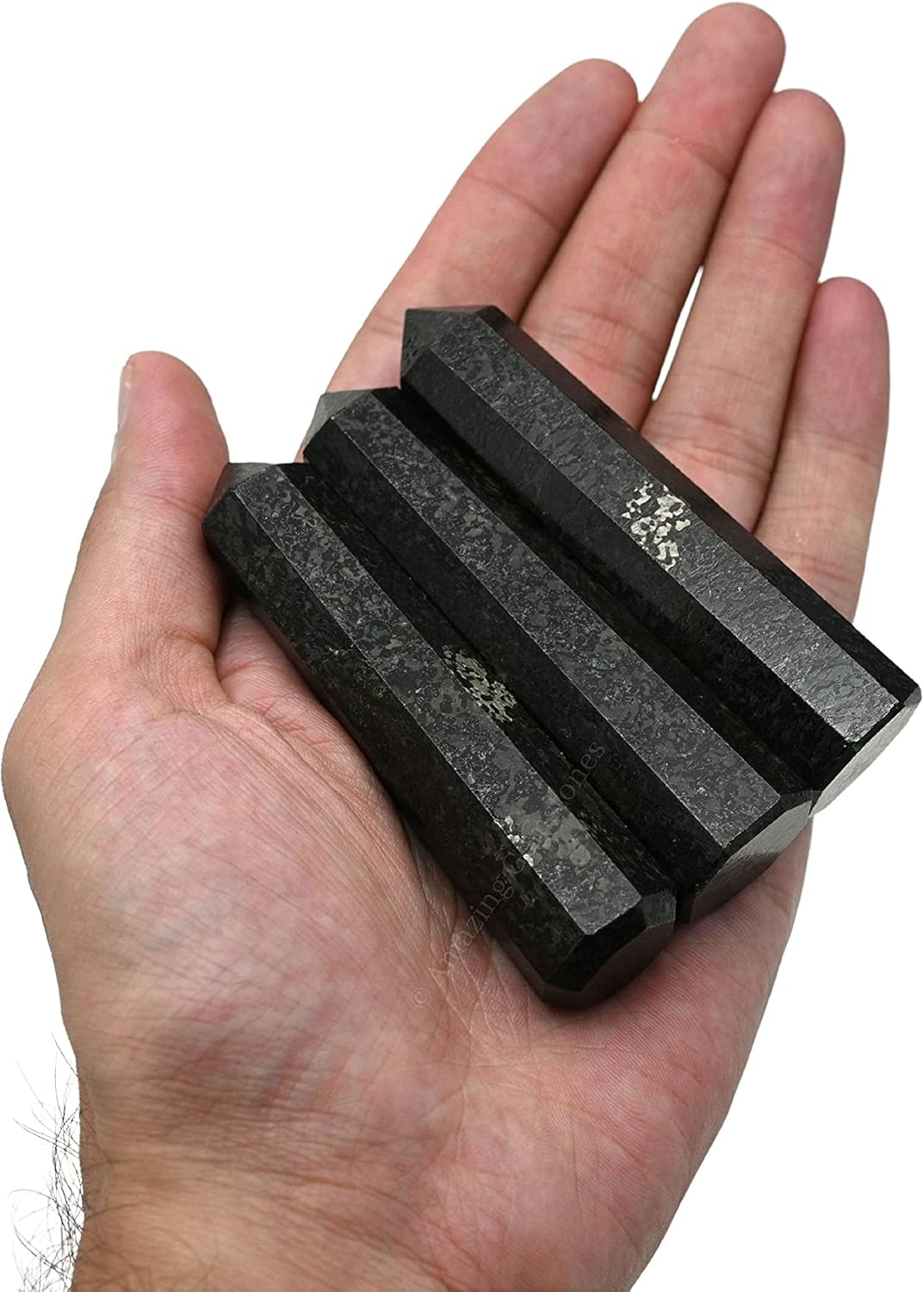 Amazing Gemstone Nuummite Crystal Towers ~ Natural Healing Crystal Point Obelisk for Reiki Healing and Crystal Grid (3- Inch)