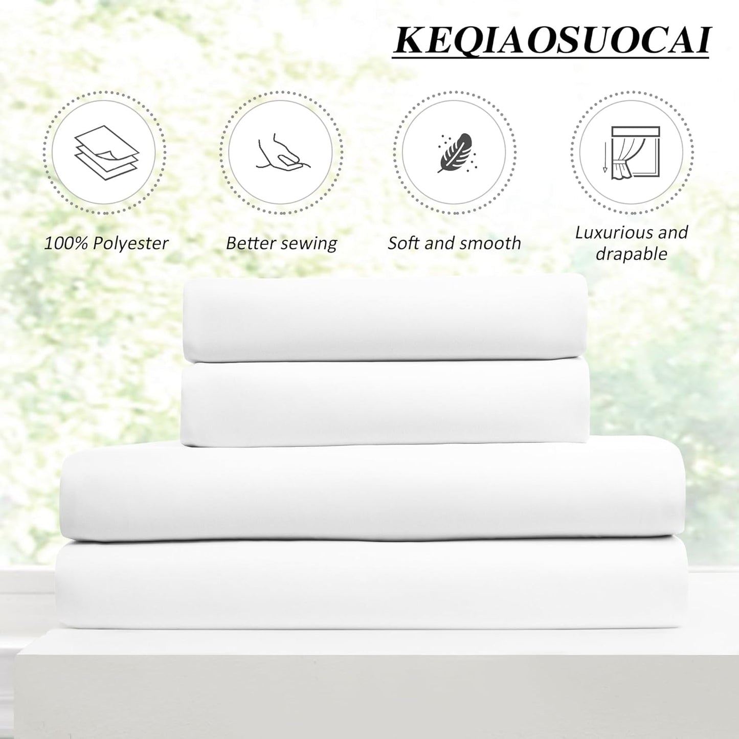 KEQIAOSUOCAI Pleated White Curtains 72 Inches Long for Bedroom,Half Blackout Room Darkening Memory Shape Window Curtain 72 Inch Length 2 Panel Set,Pinch Pleated Drapes with Hooks,40 by 72,Set of 2