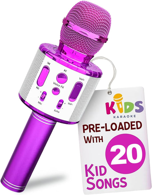 Move2Play, Kids Karaoke Microphone | Includes Pre-Loaded Songs & Bluetooth | Kids Birthday Party Gift | Toy for All Ages 2, 3, 4, 5, 6+ Year Old Girls, Boys & Toddlers