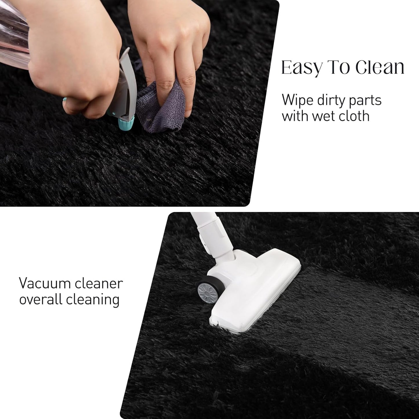 3x5 Black Rug, Area Rugs for Living Room, Soft Plush Area Rugs for Bedroom, Non-Slip Indoor Carpet for Nursery, Study Room, Playroom, Home Decor