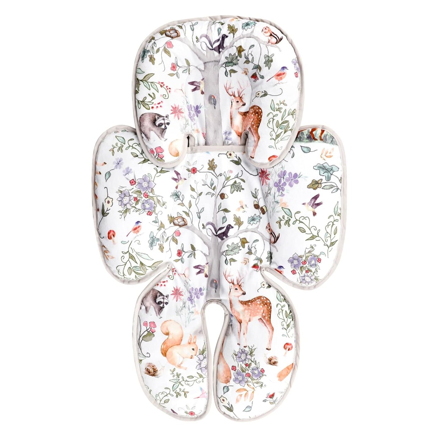 2 in 1 Infant Car Seat Insert, Car Seat Head Support Baby Girls Boys, Soft Newborn Carseat Insert Cushion, Perfect for Carseats, Strollers, Swings (Gray Animals)