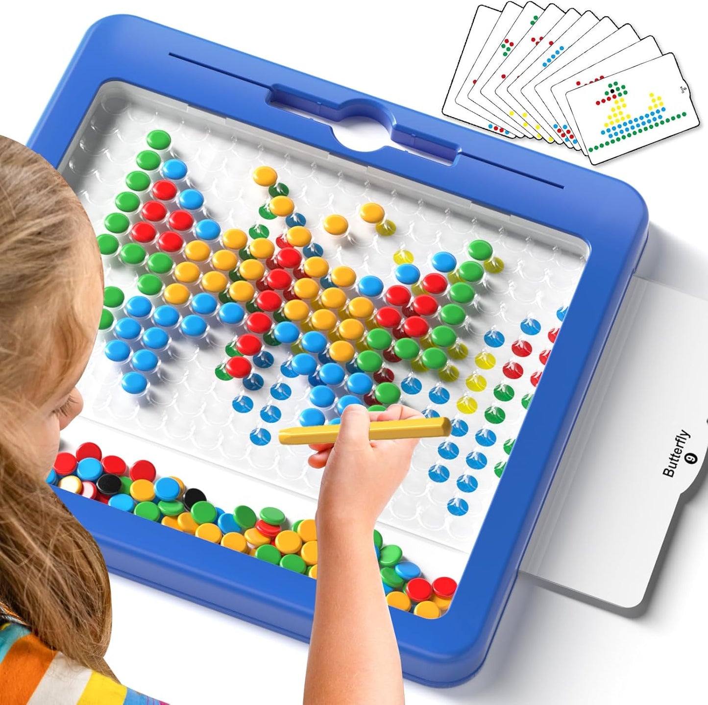 Large Magnetic Dots Board for Toddlers, Magnetic Drawing Board for Kids, Magnetic Dot Art with Magnetic Pen, Montessori Preschool Education Travel Toys for Kids Boys Girls Age 2 3 4 5 6 7 8 Years Old