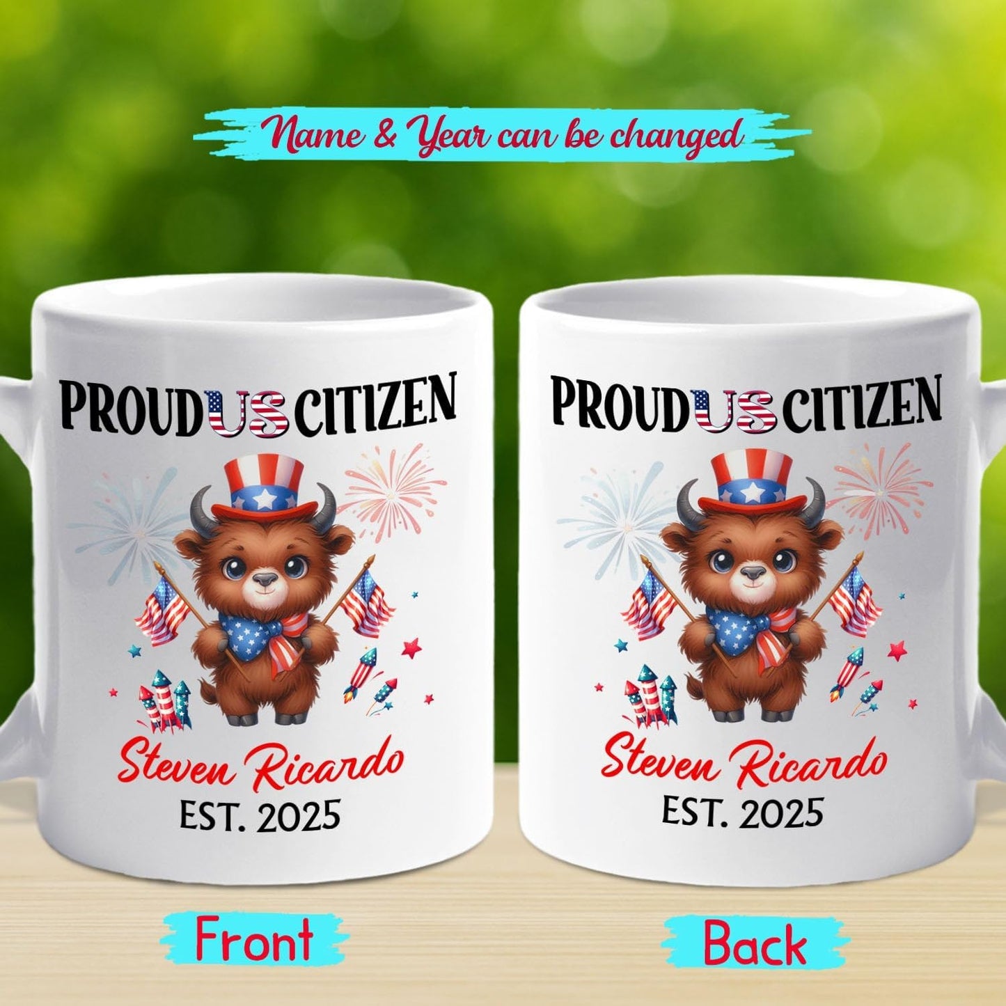Proud Us Citizen White Coffee Mug Gift For Brother Sister Dad Mom, Personalized Statue of Liberty White Mug, Citizenship Celebration Travel Cup, Custom Year & Name Us Citizenship Coffee Cup 11Oz 15Oz