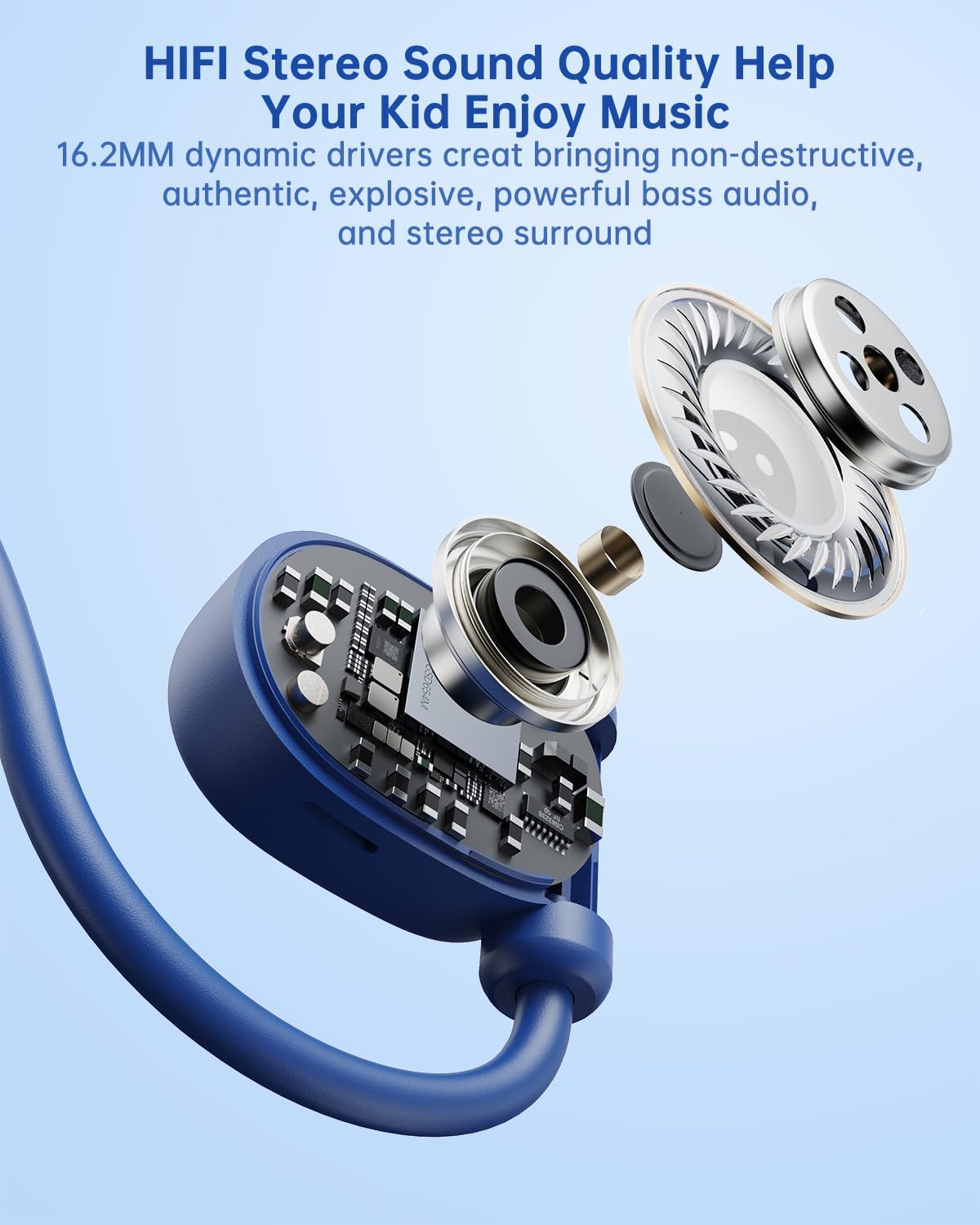 Kids Headphones, Wired Air Conduction Open Ear Headphones, 85dB Volume Limiting-Blue, Pink