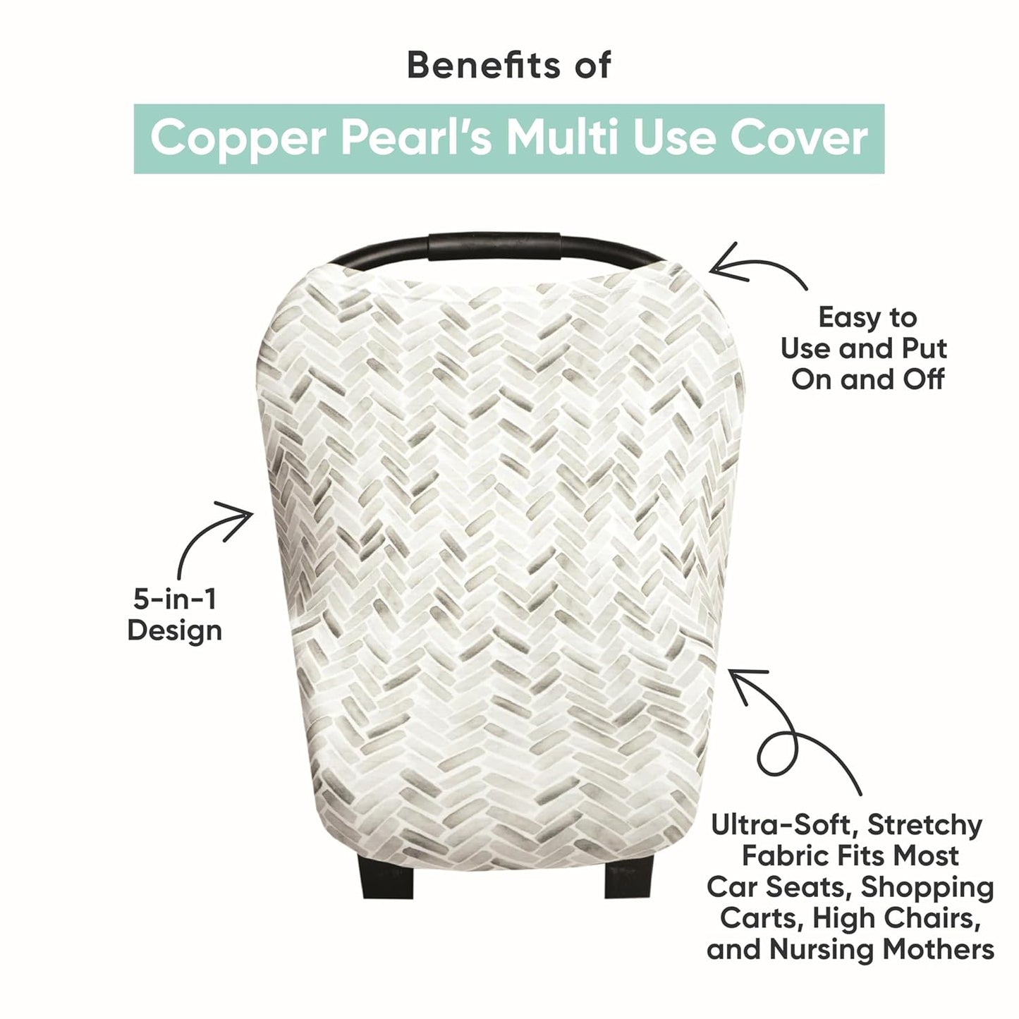 Copper Pearl Multi-Use Cover: Car Seat Covers, Nursing Cover, and Stroller Cover for Sun - Stretchy Fabric, All-Season Use, Stylish Designs, Easy Access for Moms - Jaspar