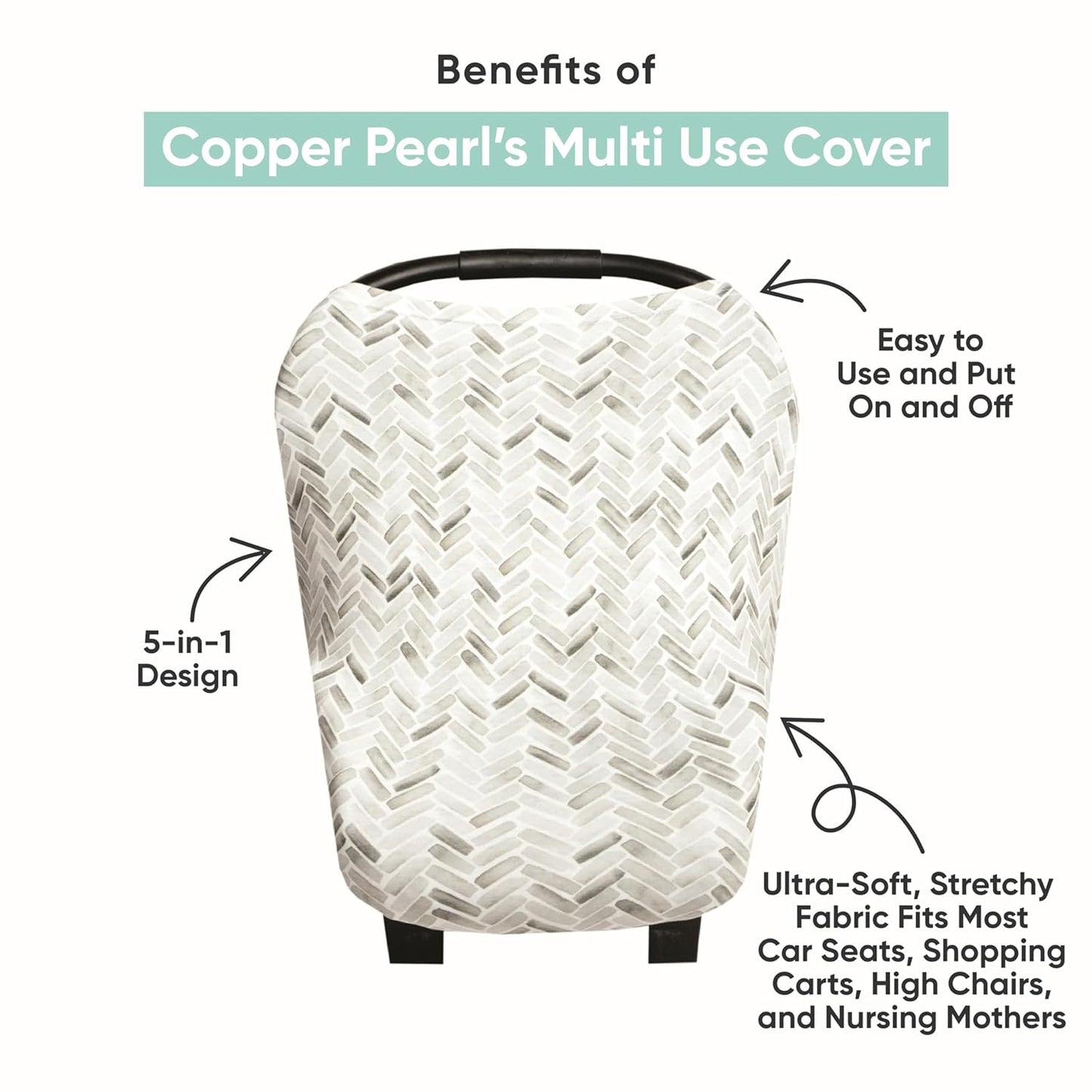 Copper Pearl Multi-Use Cover: Car Seat Covers, Nursing Cover, and Stroller Cover for Sun - Stretchy Fabric, All-Season Use, Stylish Designs, Easy Access for Moms - Mara