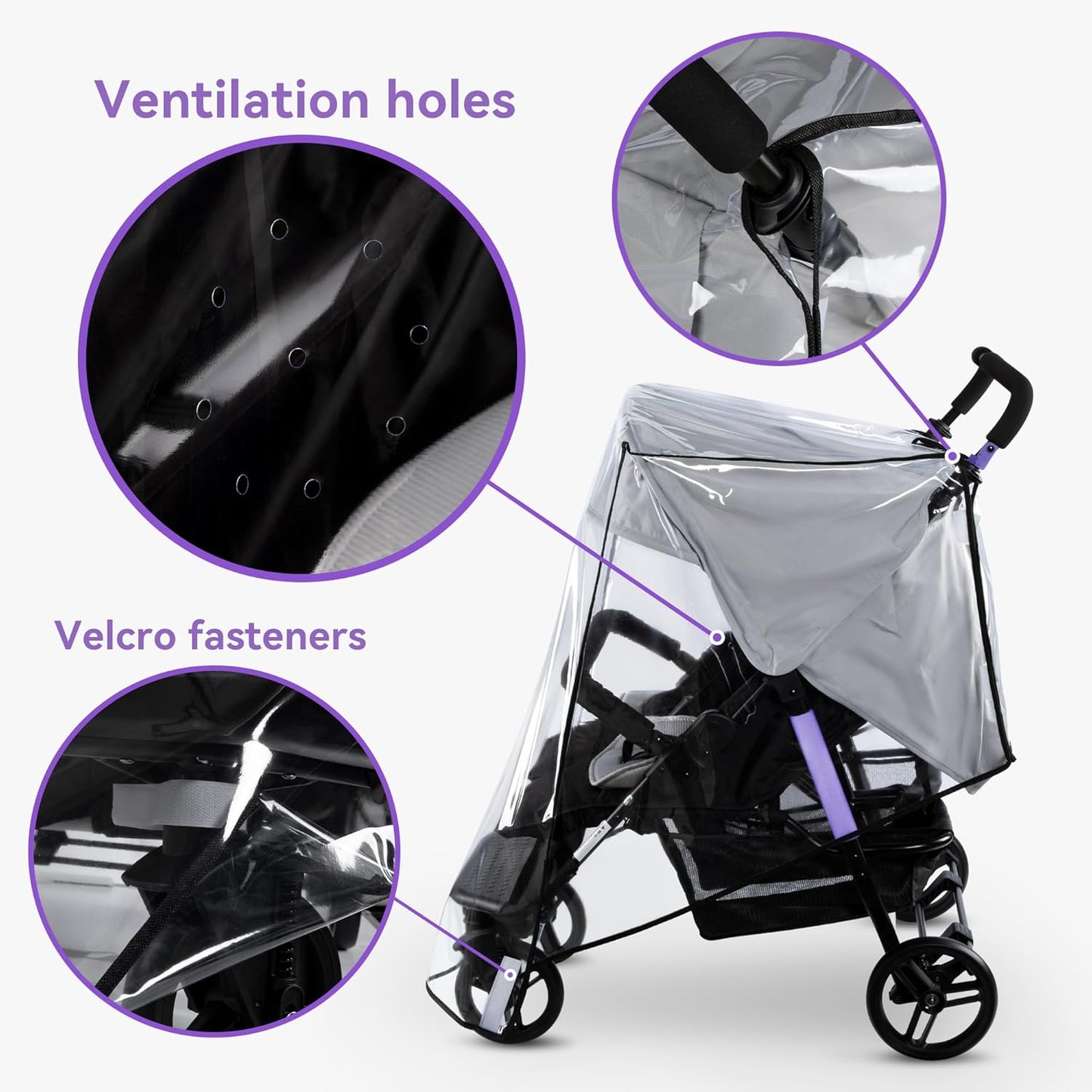bemece Double Stroller Rain Cover, Weather Shield Double Stroller for Side by Side Seats Twin Stroller, Baby Outdoor Activities Accessories, Protects Children from Rain, Snow, Wind