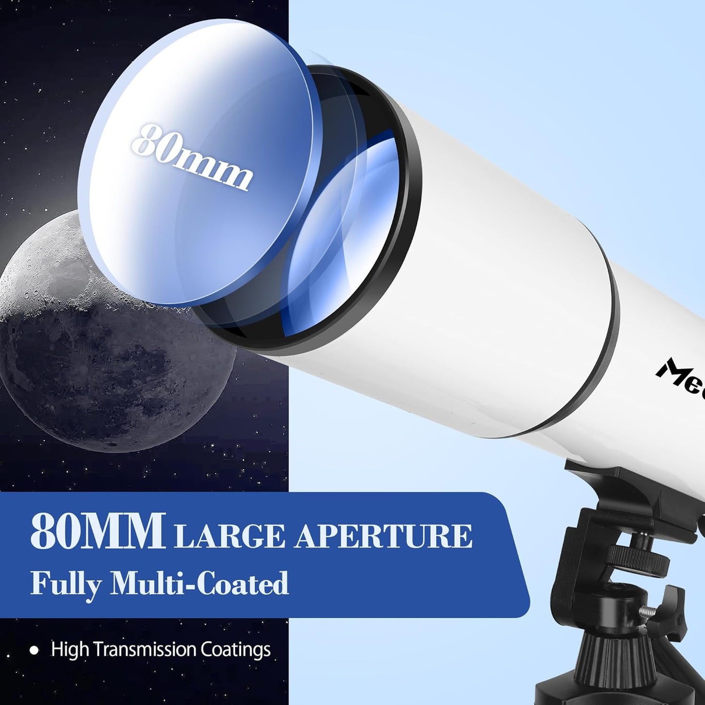 Telescope, Telescope for Adults High Powered, 80mm Aperture 600mm Portable Refractor Telescopes for Astronomy Beginners Fully Multi-Coated Optic High Transmission with Phone Adapter & Carry Bag