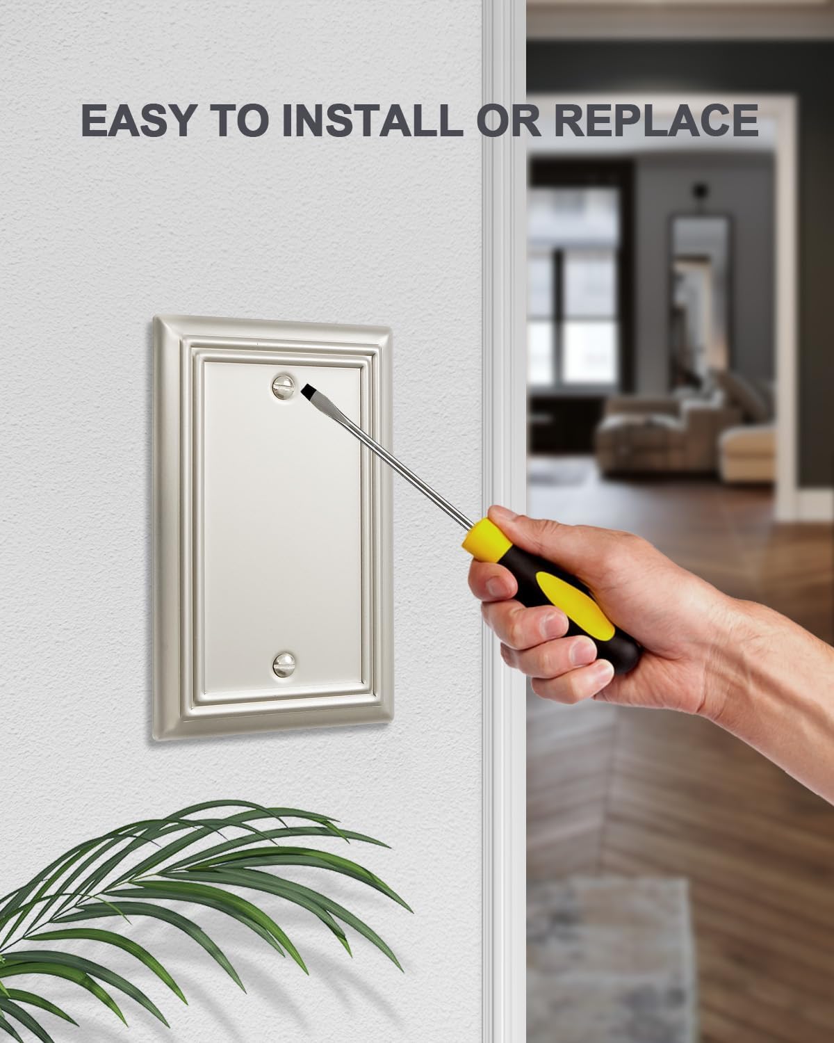 2-Pack Blank Wall Plate, Durable Metal No Device Outlet Cover, Satin Nickel, 3.15''*4.88'', Midsize