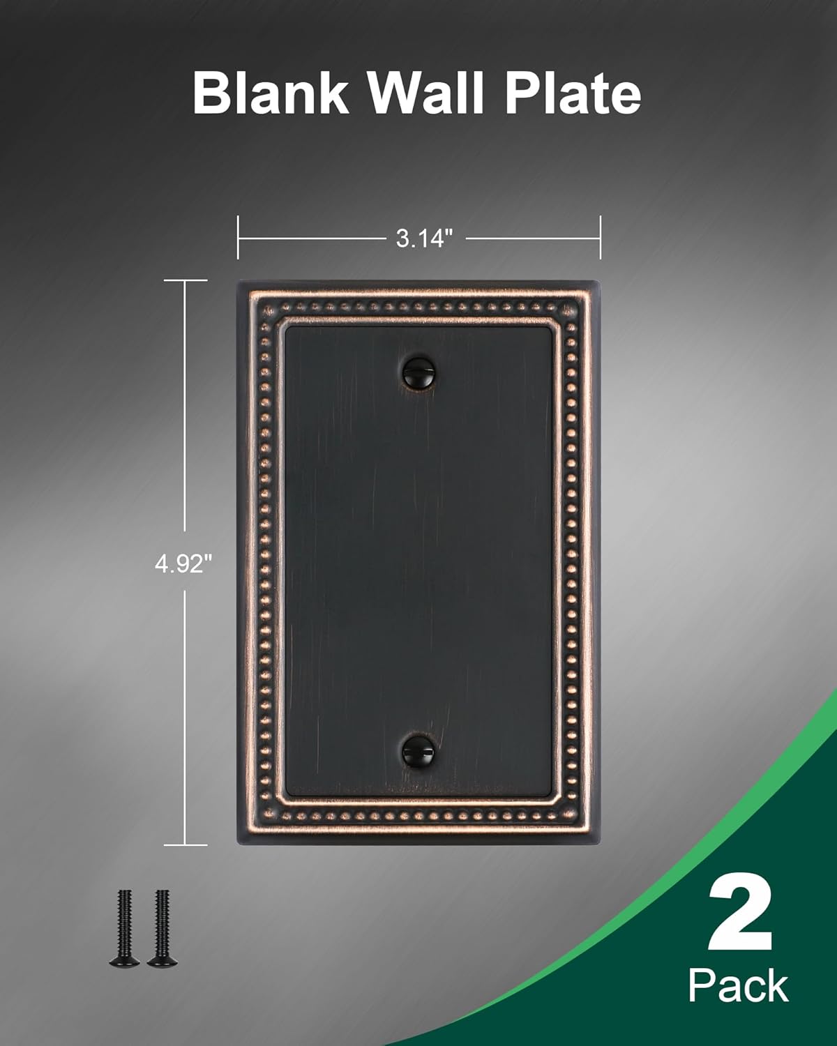 2-Pack Blank Outlet Cover Wall Plate, Metal Switch Plates Outlet Covers, Aged Bronze Pearls Beaded Decorative Wall Plates