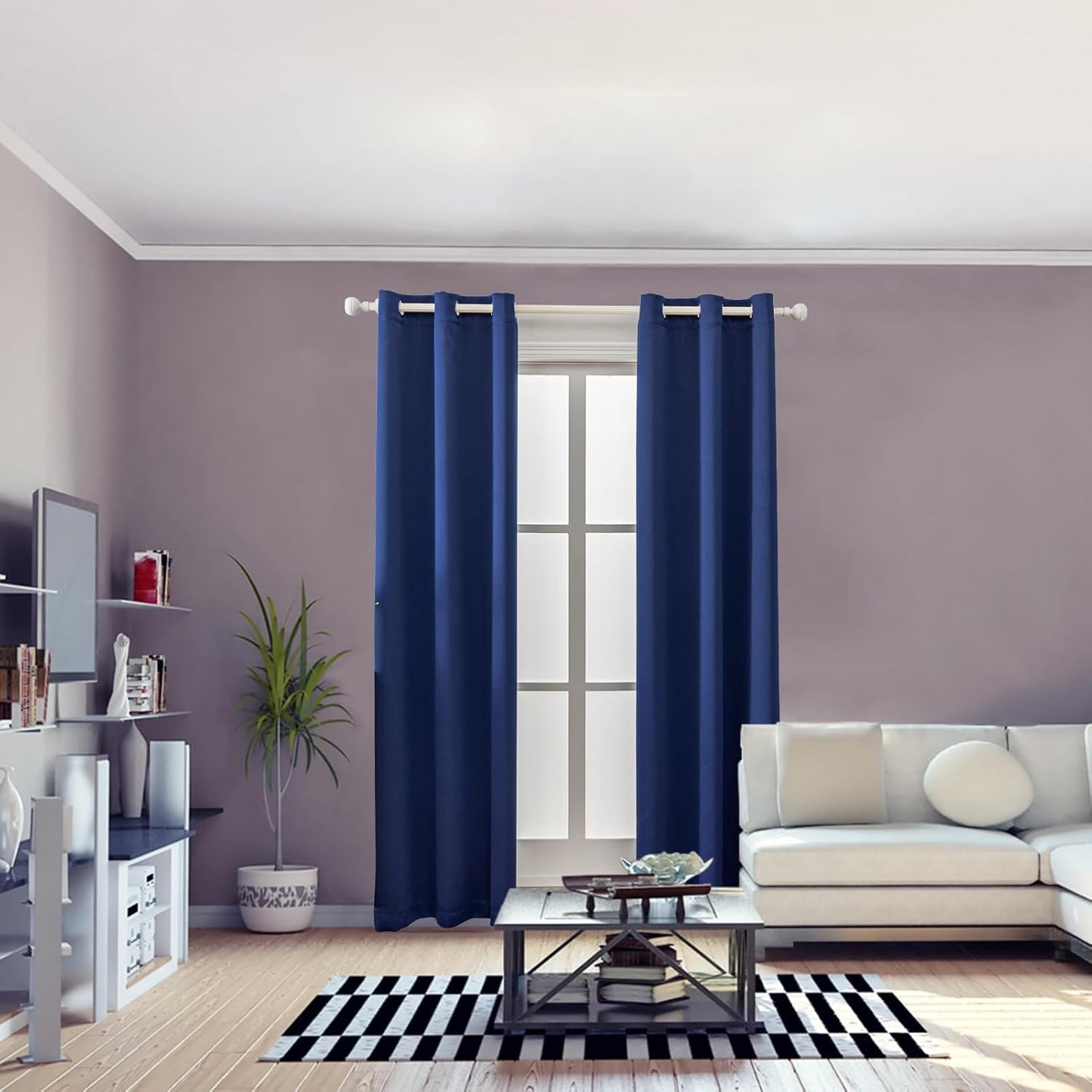 Anytime 100% Blackout Curtain Set, Thermal Insulated & Energy Efficiency Window Draperies for Guest Room, Full Shading Panels for Shift Worker and Light Sleepers（Navy Blue, 2 Panels, 42W x 80L）