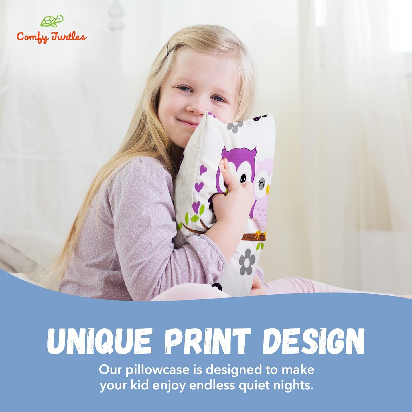 13x18 Toddler Pillowcase Owl - Cotton Toddler Pillowcase for Children, Woodland Animal Travel Pillow Case, Baby Girl Baby Boy Owl Pillow - Mauve Owls