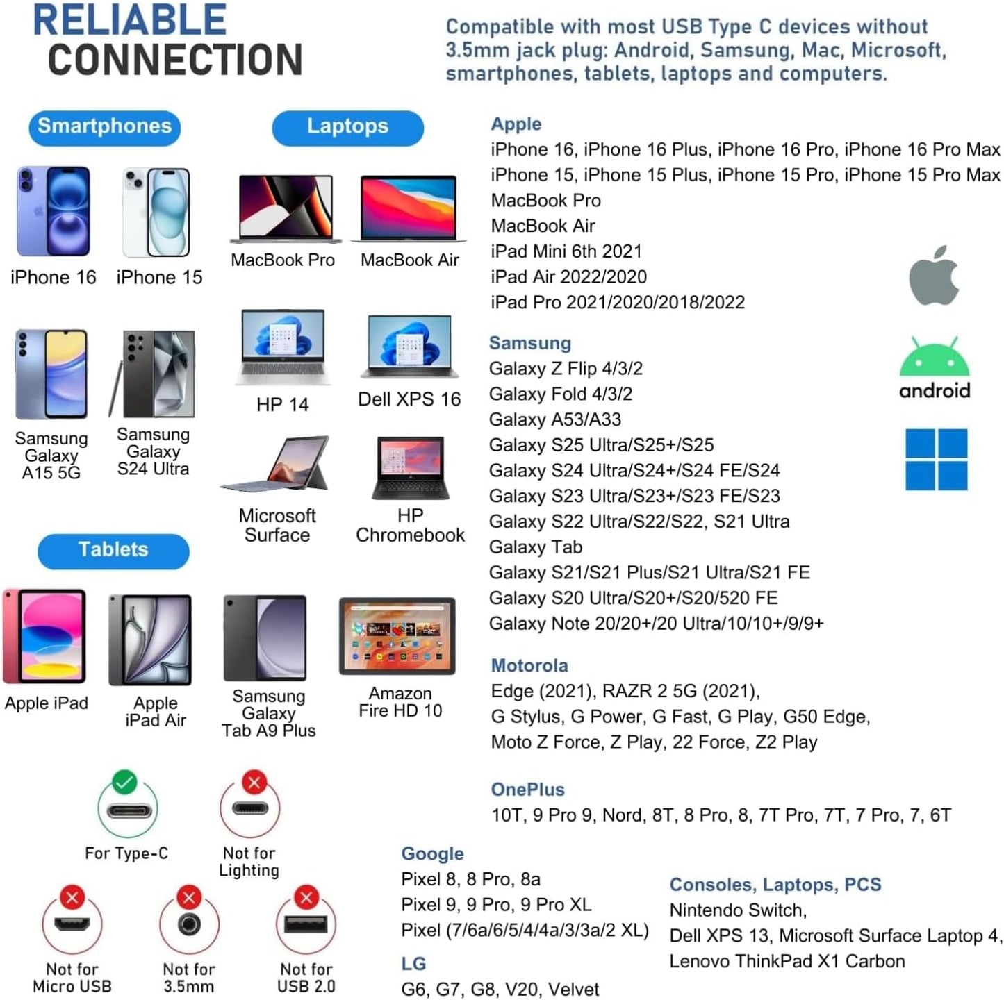 LUDOS Ultra USB C Headphones for iPhone 16 15 Pro Max Plus iPad Pro, 5 Years Warranty, Magnetic USB-C Earbuds for Samsung Galaxy S24 S23 Ultra S22 S21 FE S20 A55 A54 A53, USB Type C Earphones - Brown