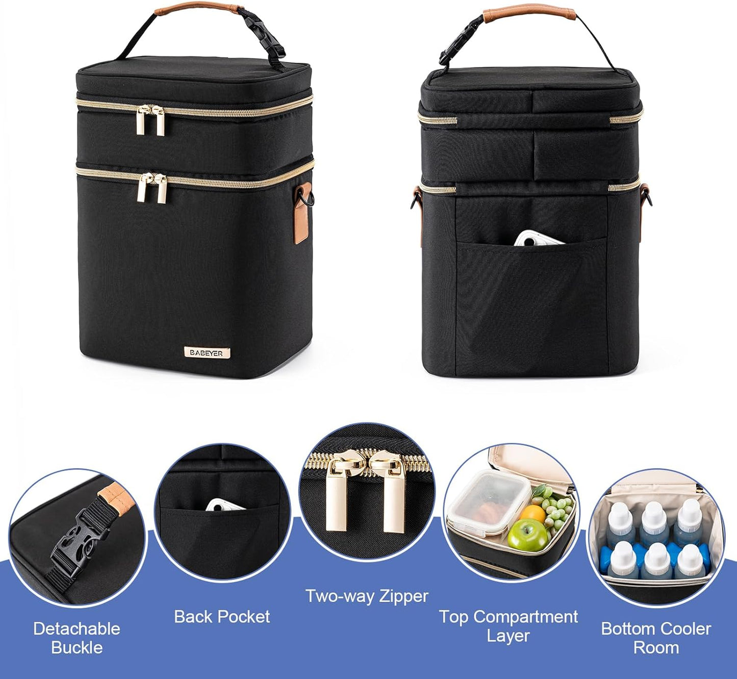 Breastmilk Cooler Bag with Ice Pack Fits 6 Baby Bottles Up to 9 Ounce